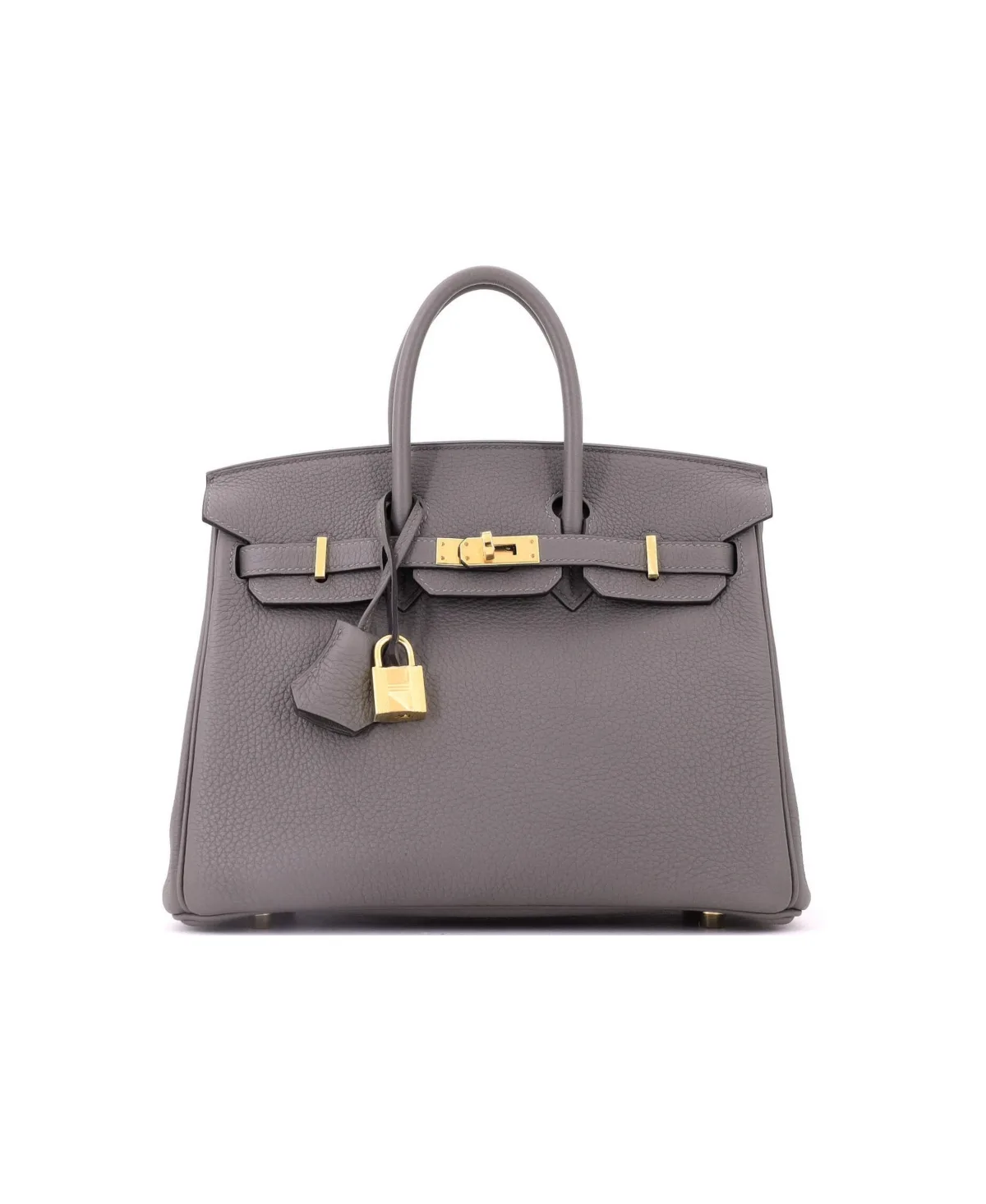 Pre-Owned Hermes Birkin 25 Handbag Grey Togo with Gold Hardware