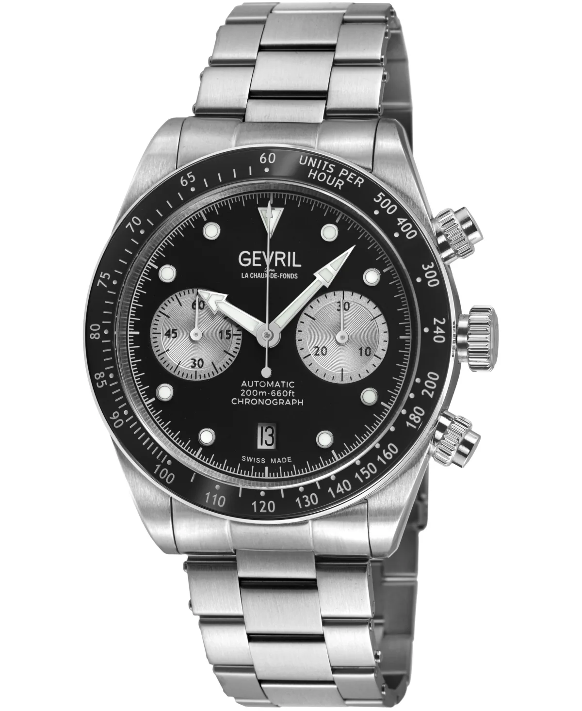 Barclay Swiss Automatic Silver 316L Stainless Steel Bracelet Watch by Gevril