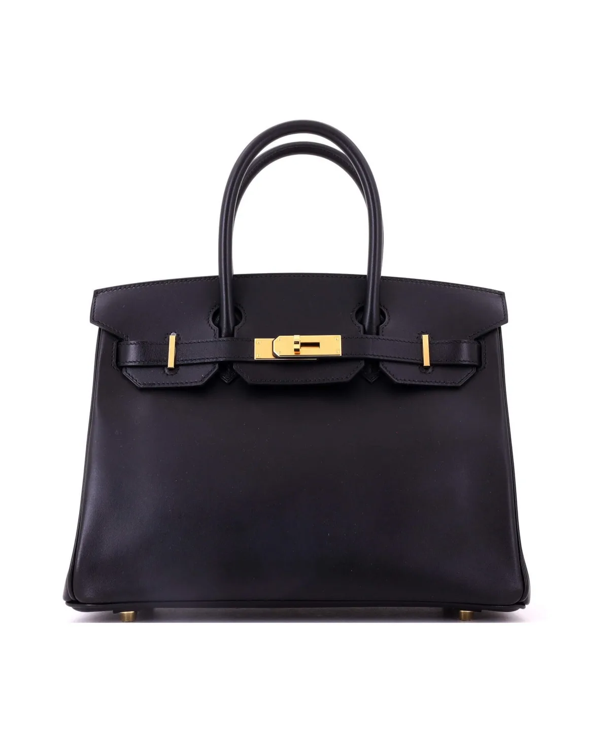 Pre-Owned Birkin 30 Handbag Black Box Calf with Gold Hardware