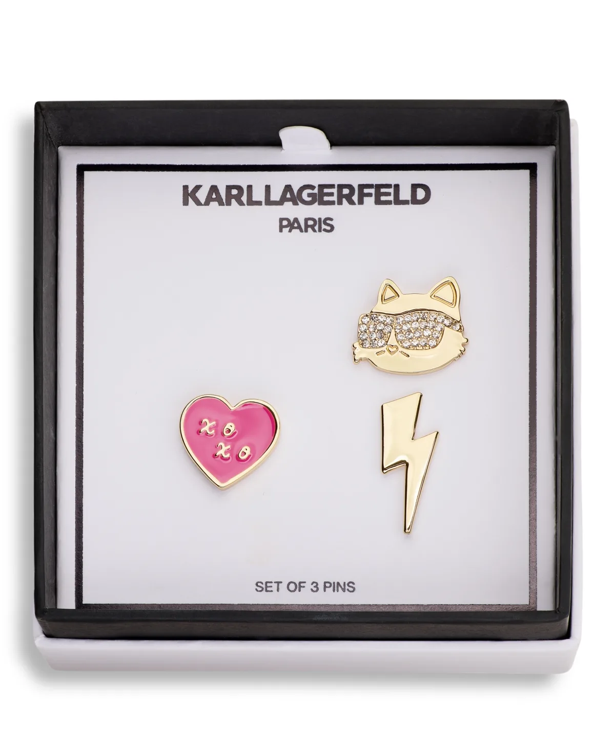 Paris Crystal Gold-Tone Choupette Trio Pin Set by Karl Lagerfeld