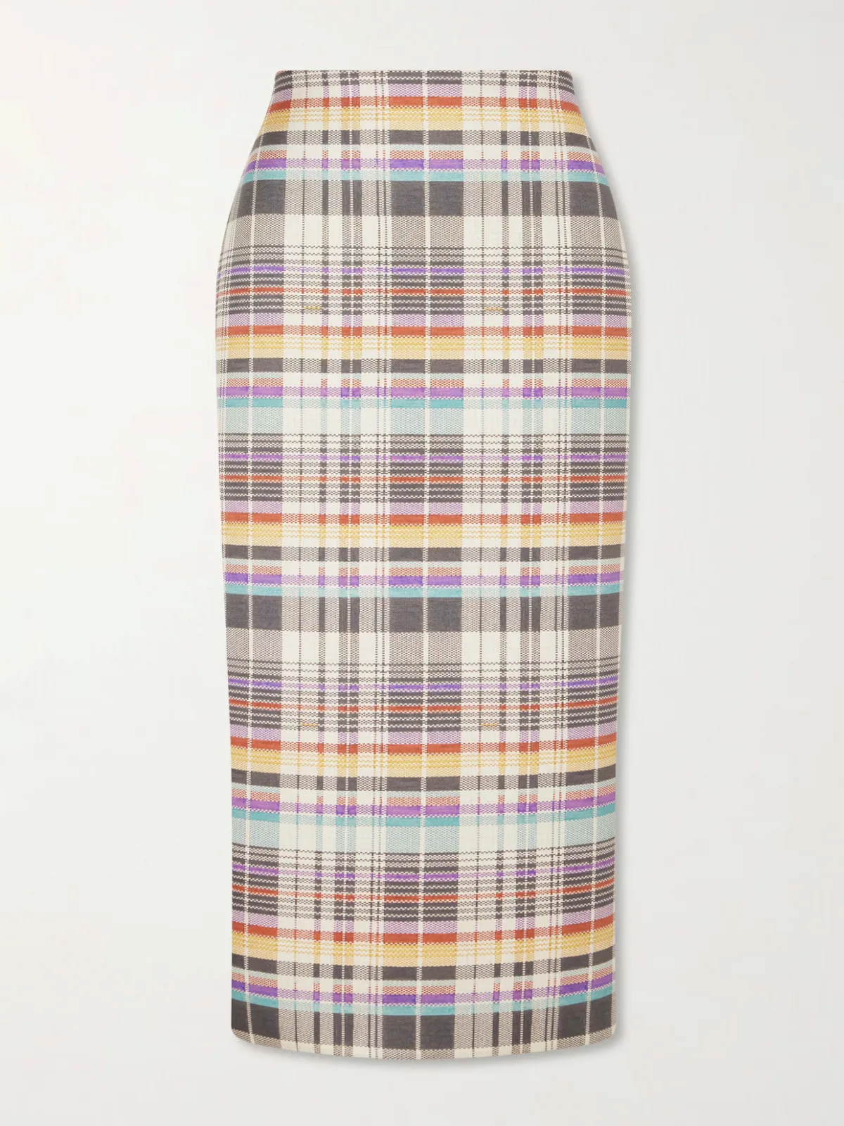 - Mercer Bonded Checked Wool And Silk-blend Midi Skirt -