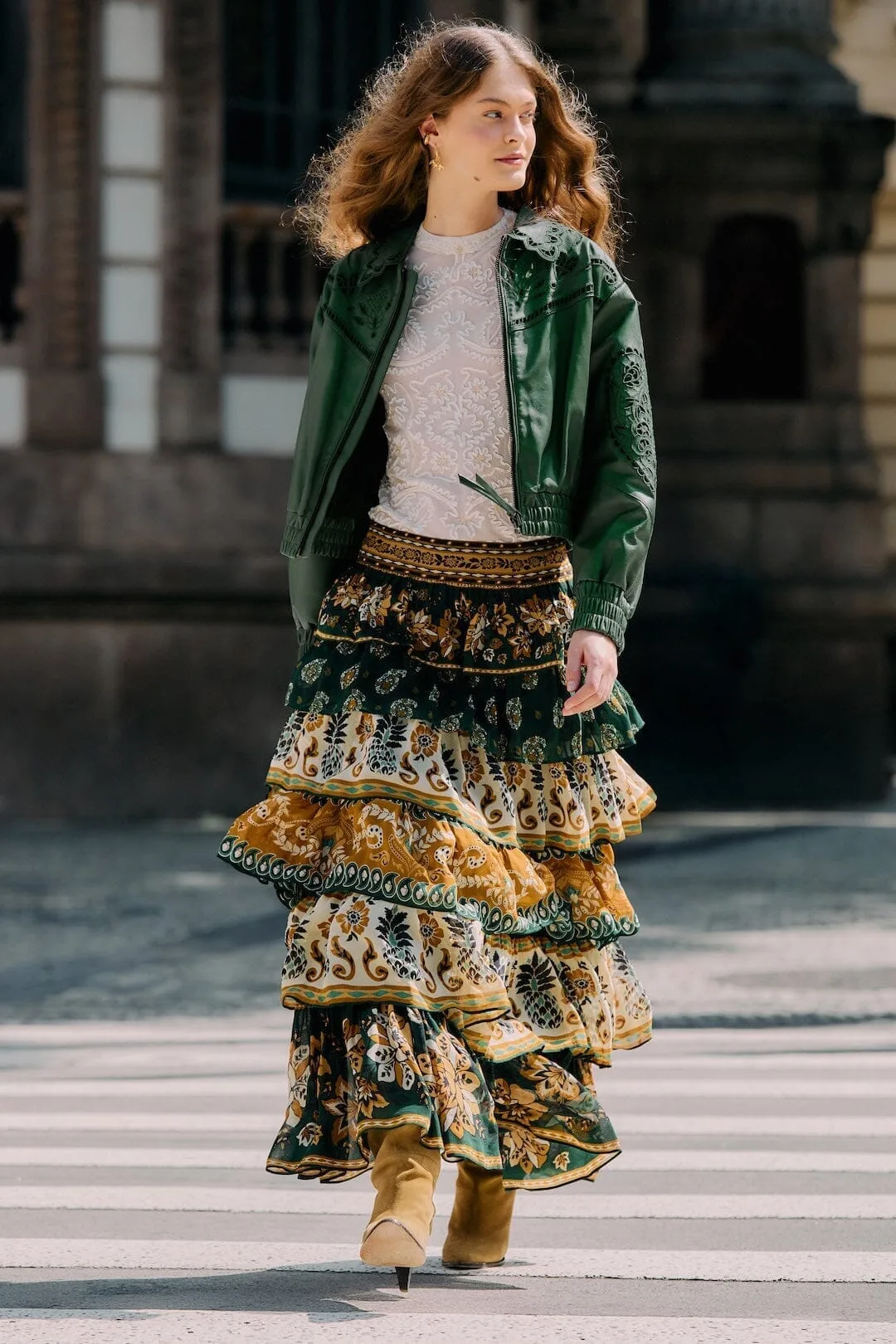 Ayla Mixed Scarves Layered Maxi Skirt