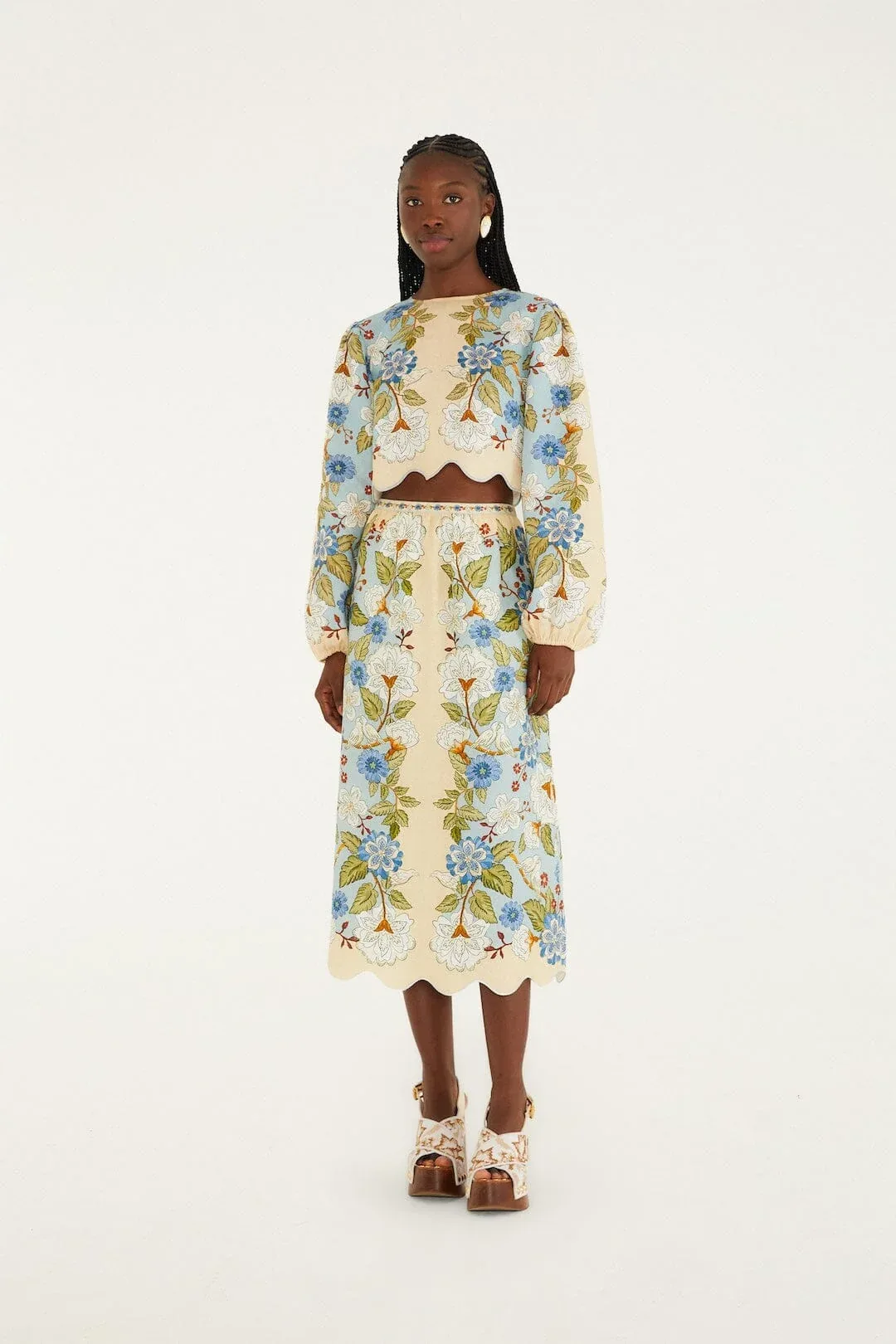 Garden Scarf Midi Skirt