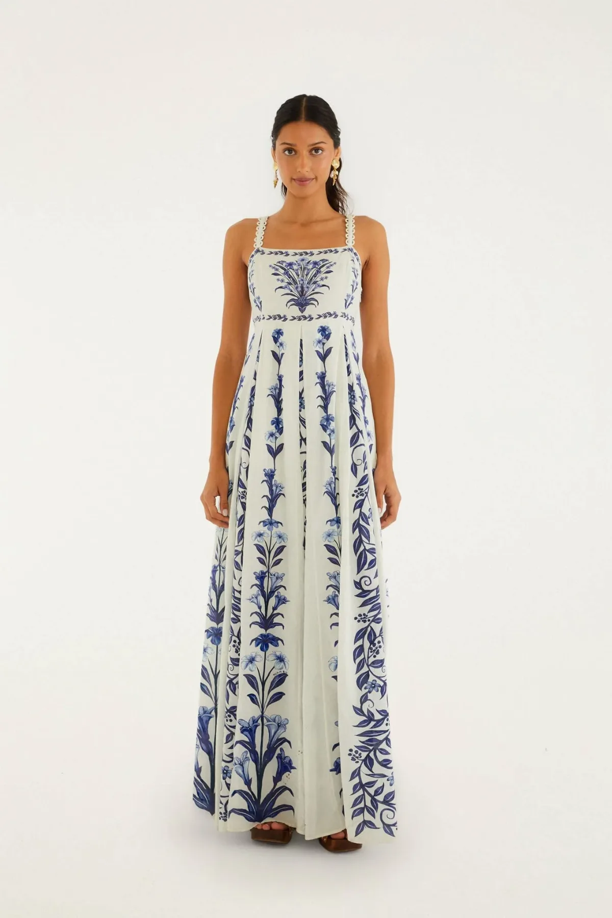 Flowers Arch Pleats Maxi Dress