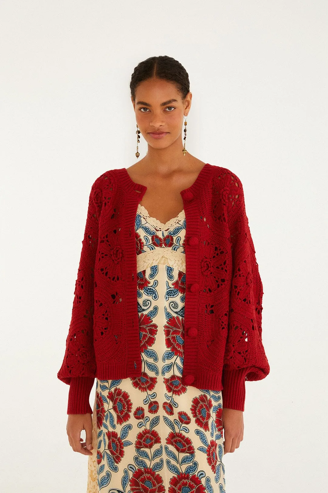 Crochet Flower Knit Cardigan