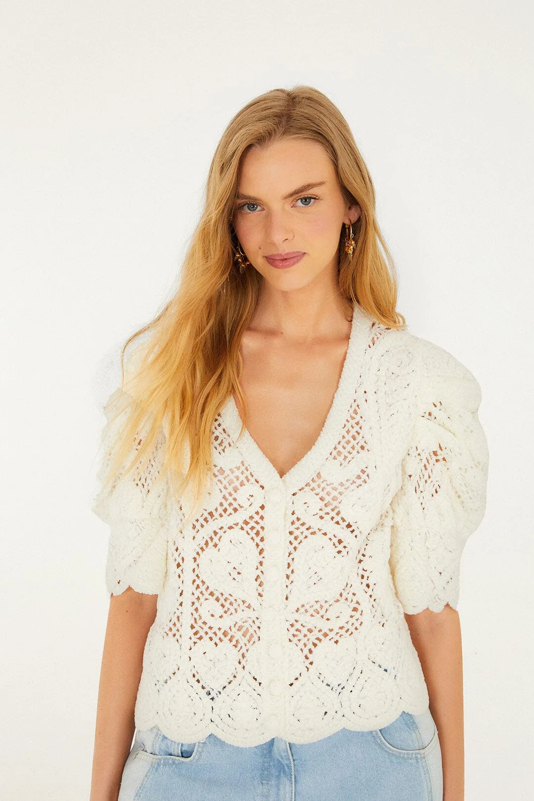 Rococo Hearts Crochet Cardigan