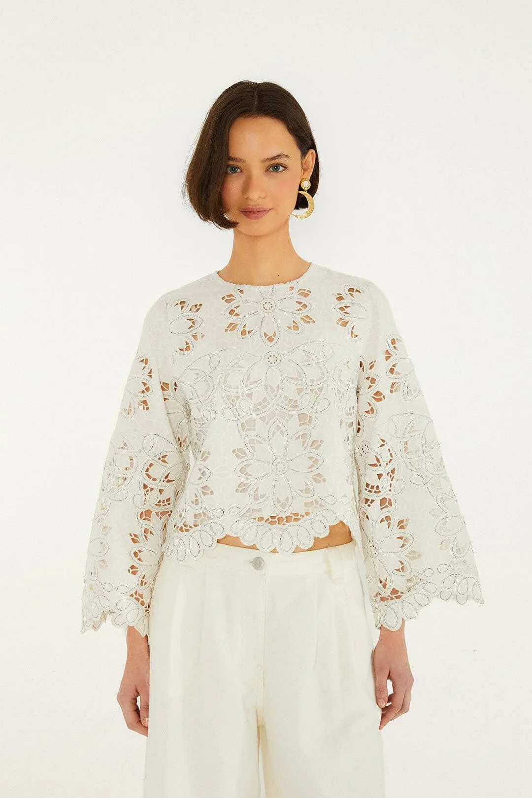 Flowers Richelieu Long Sleeve Blouse
