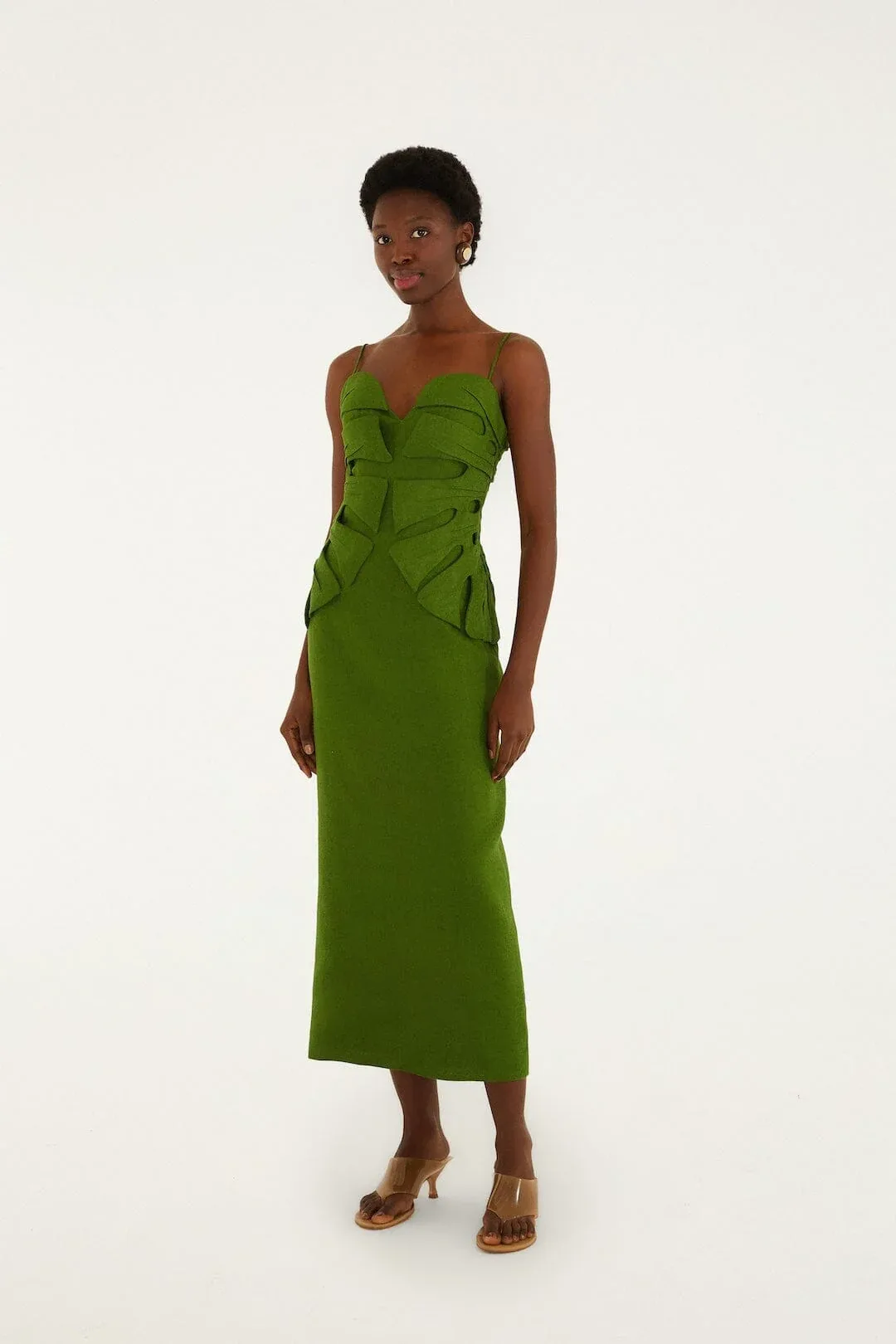 Monstera Leaf Sleeveless Maxi Dress