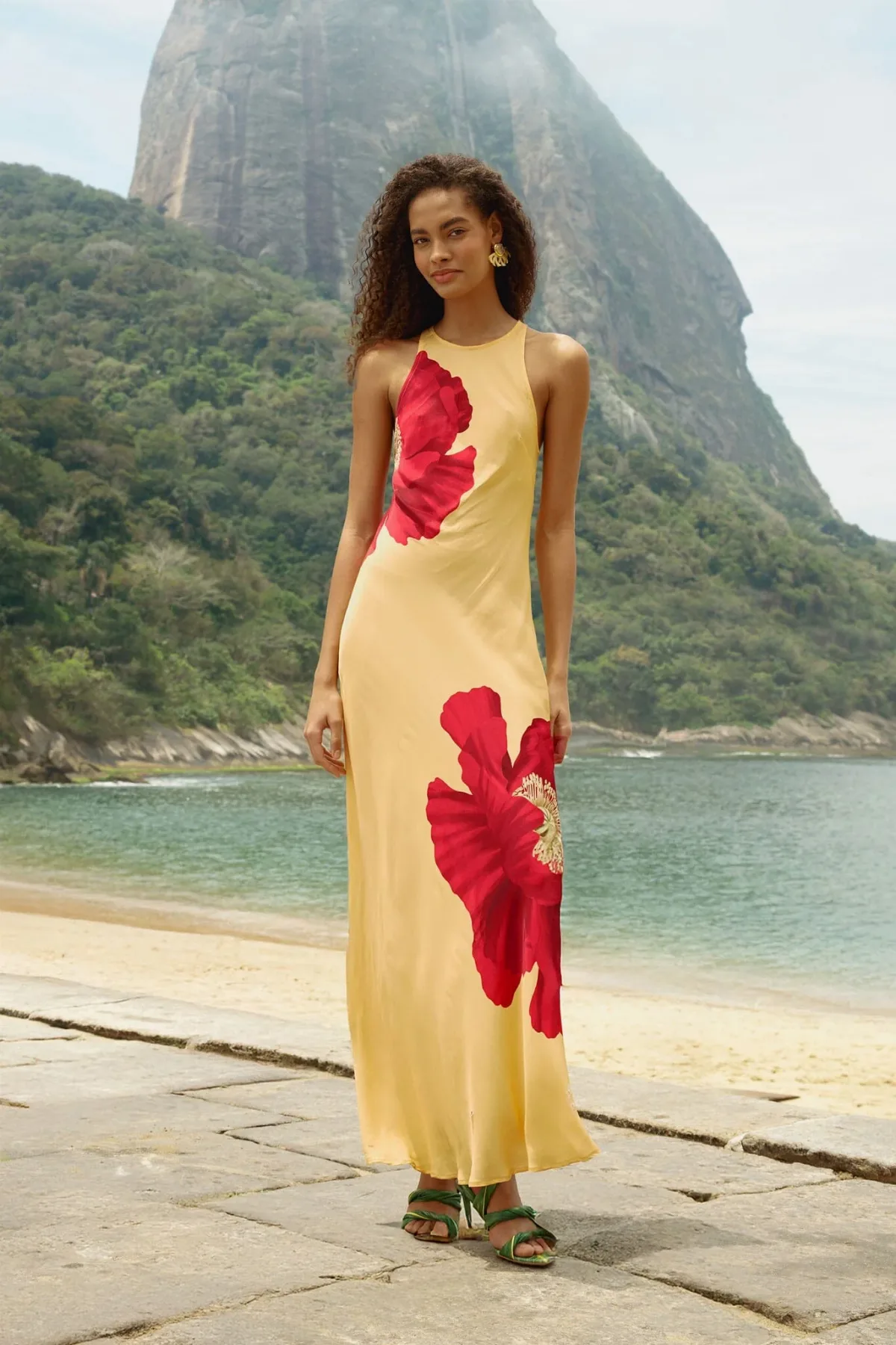 Poppy Flowers Sleeveless Maxi Dress