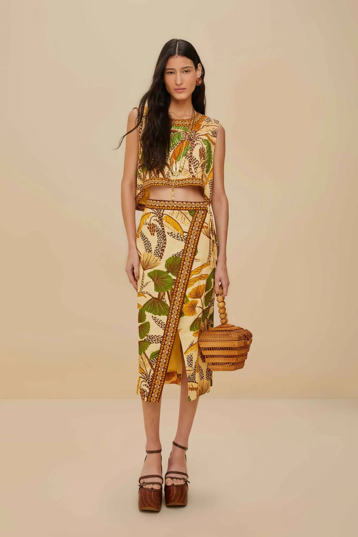 Foliage Sketch Midi Skirt