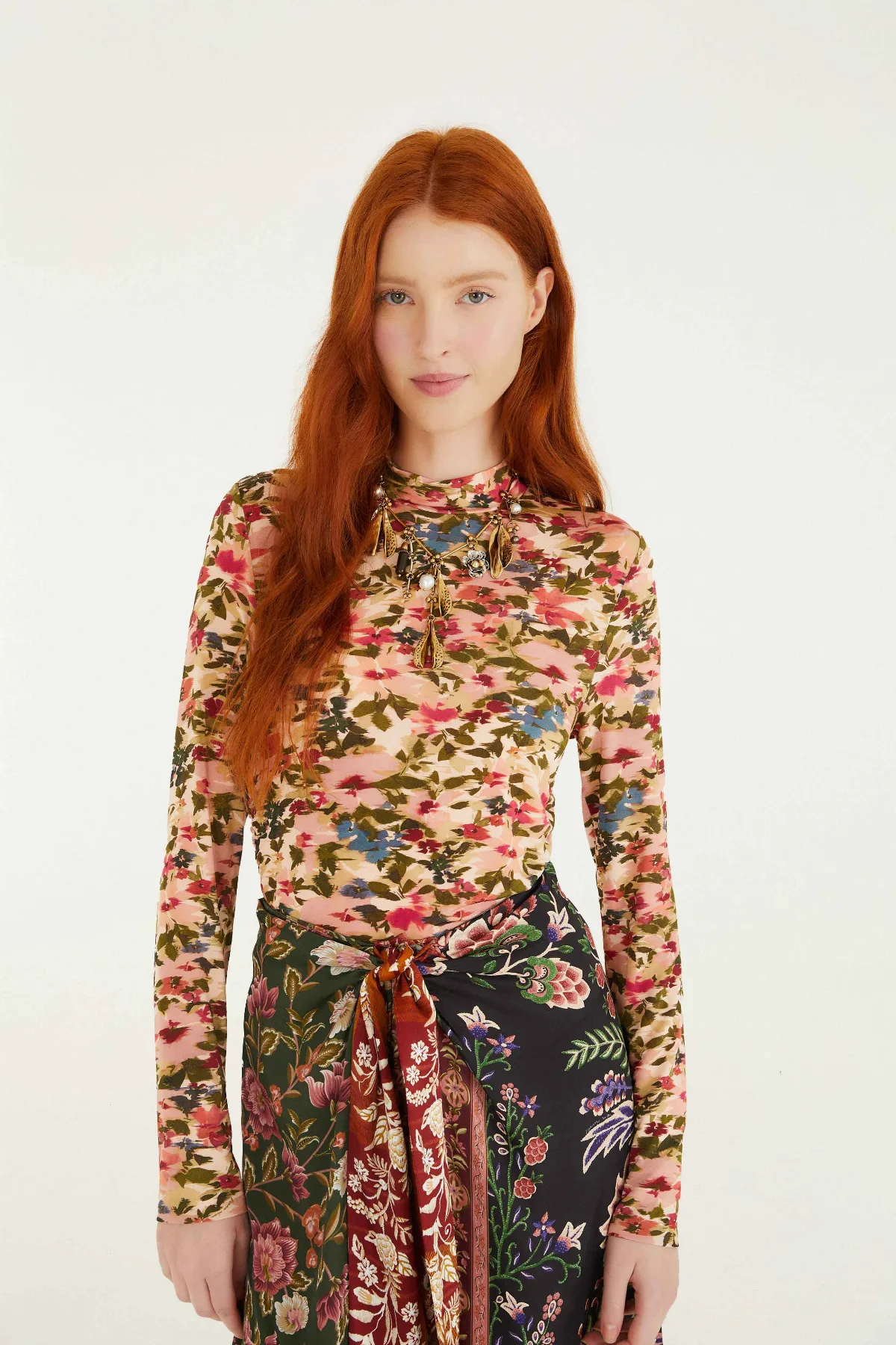 Ikat Tiny Flowers Jersey Blouse
