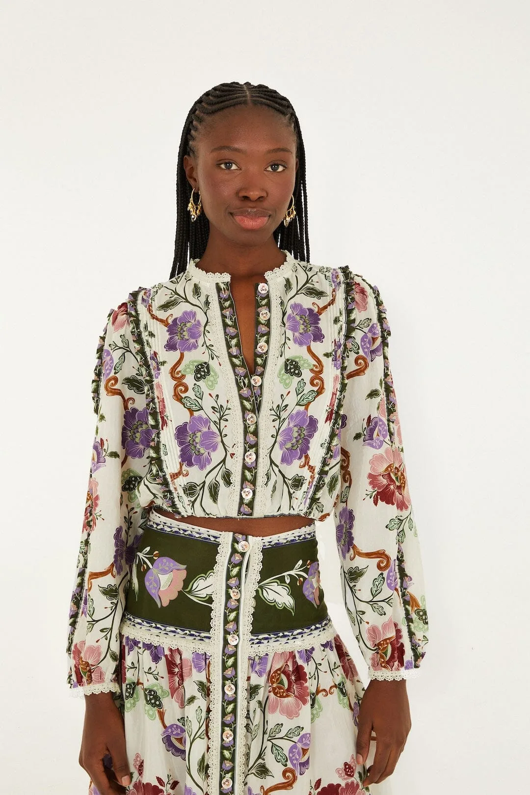 Rococo Flowers Lace Long Sleeve Blouse