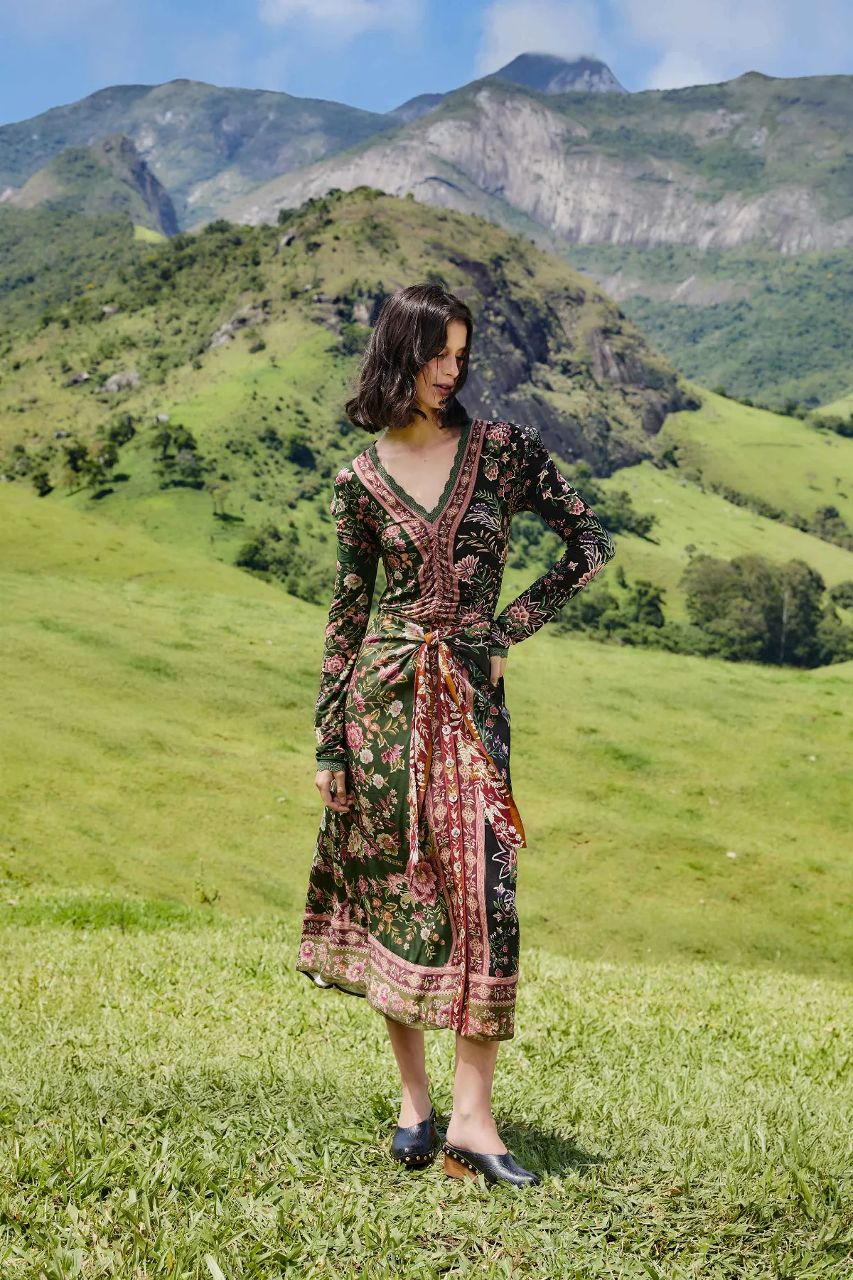 Mixed Winter Garden Midi Skirt