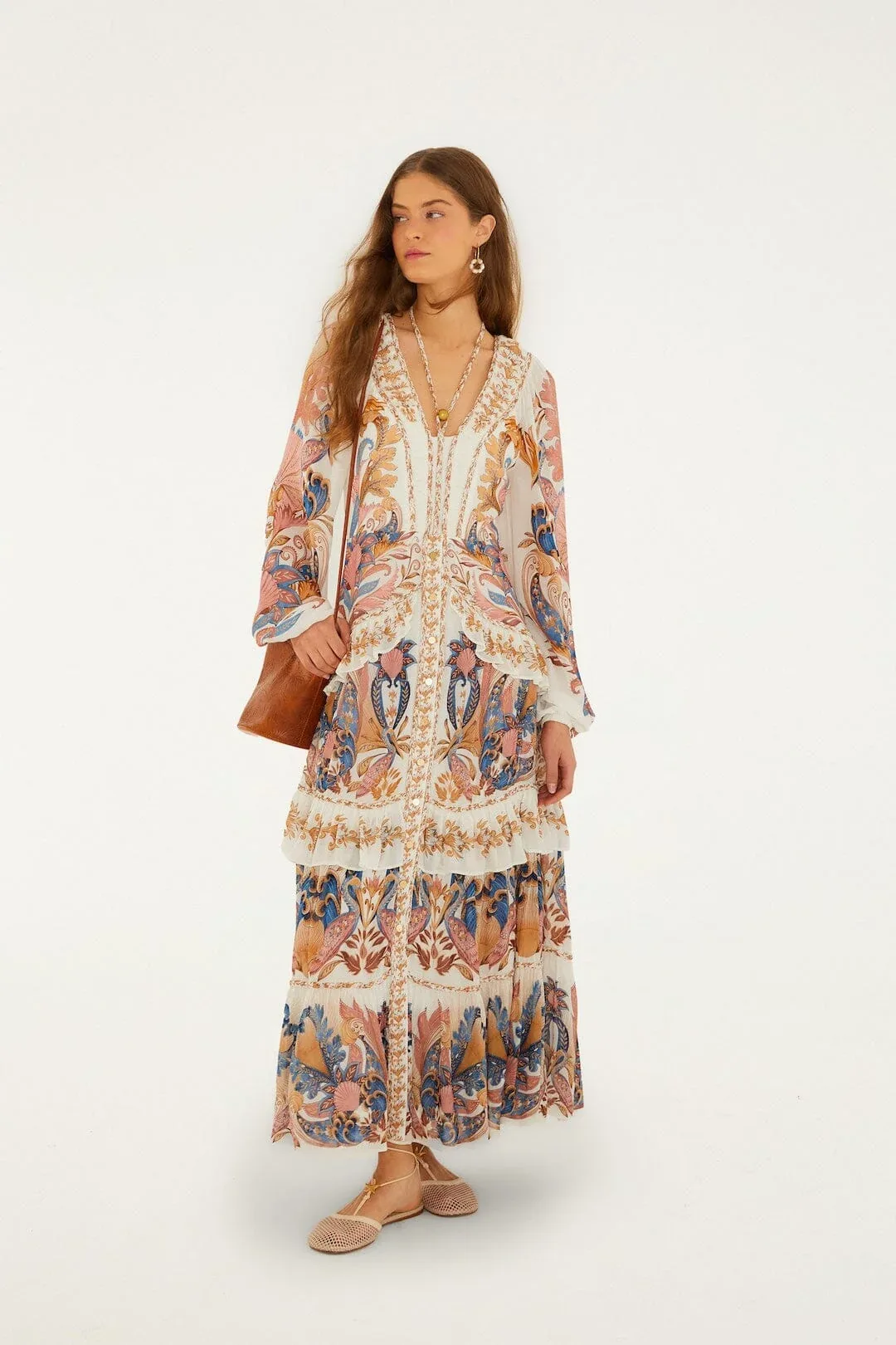 Sea Garden Ruffled Maxi Dress