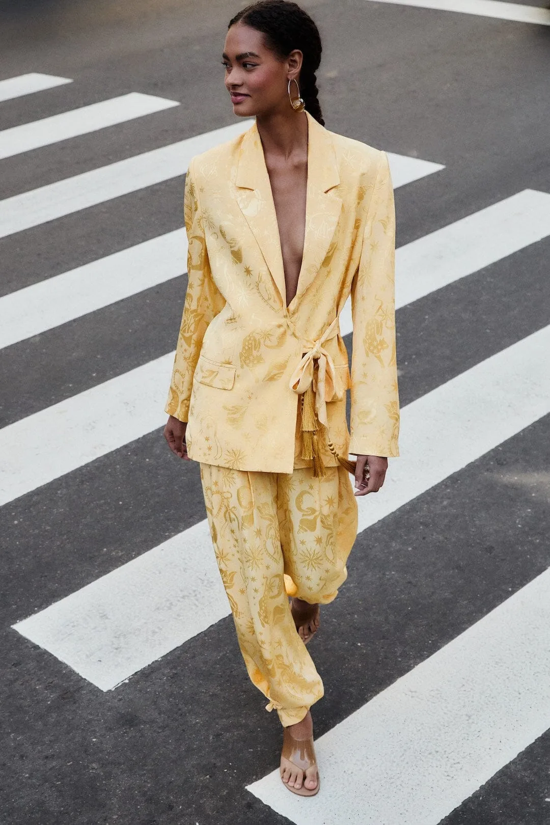Notched Lapel Front Ties Blazer by FARM Rio