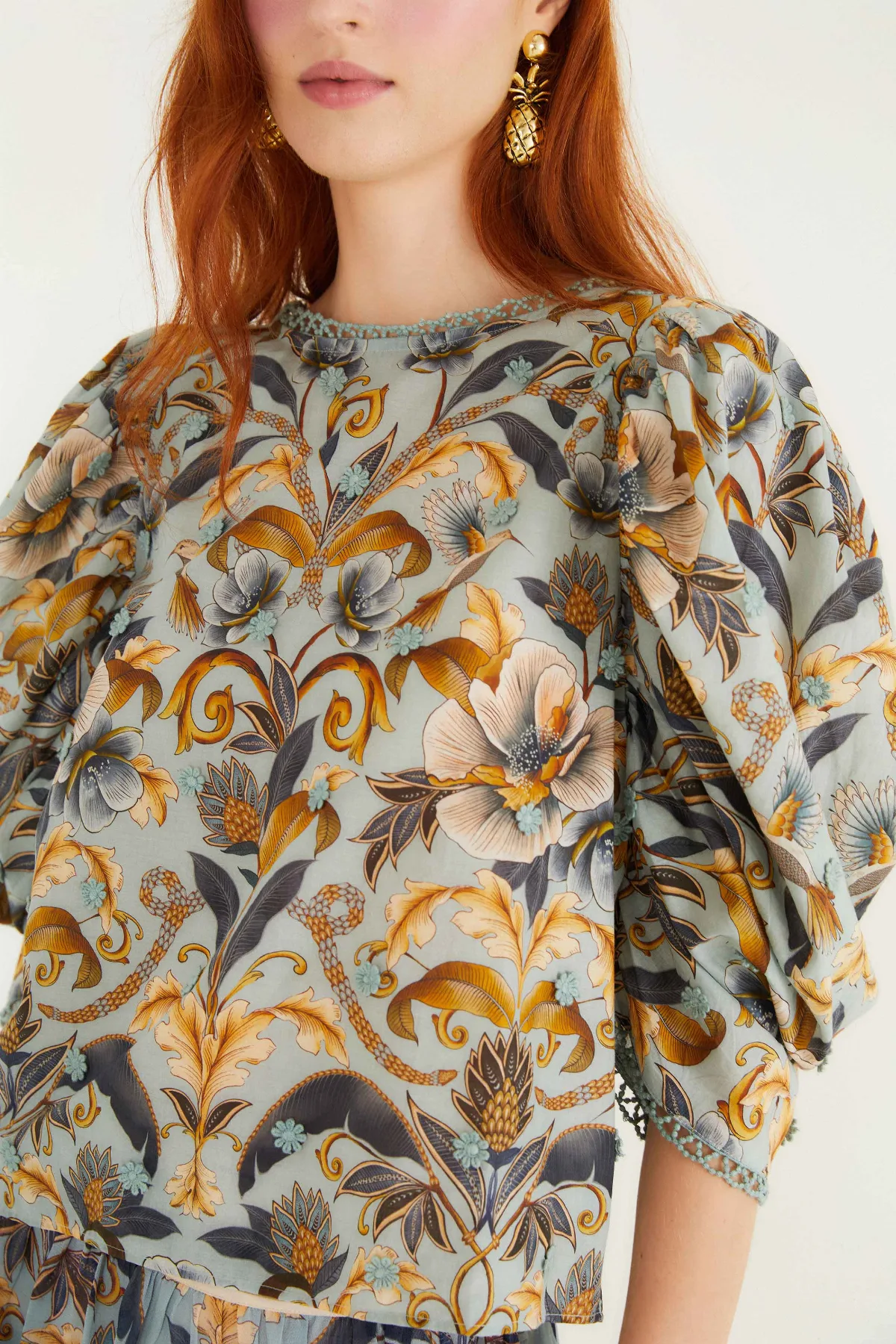 Snake Garden 3d Applique Blouse