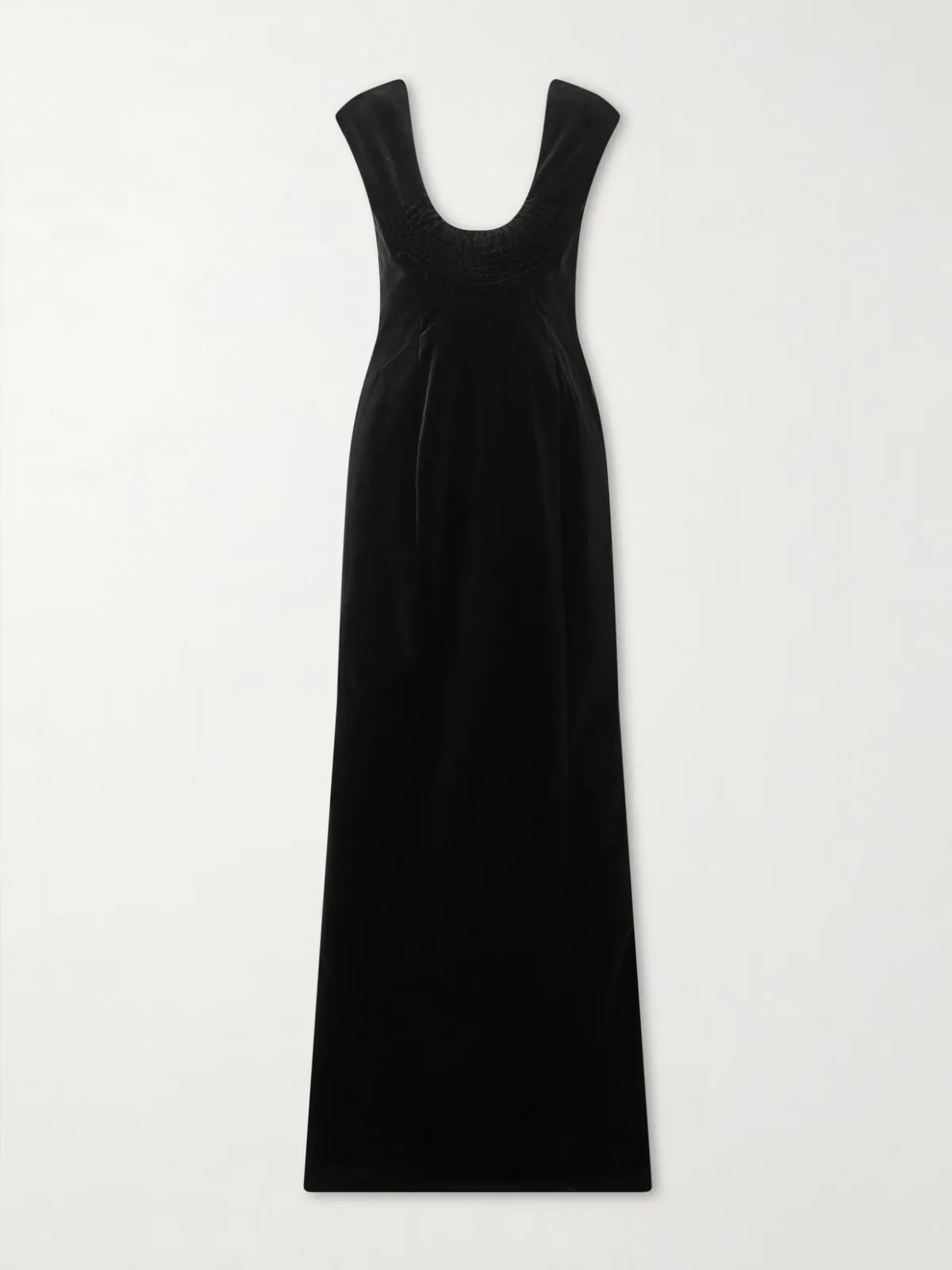- Shirred Cotton-velvet Gown -