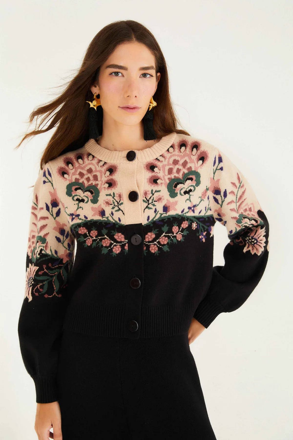 Belle Garden Mixed Knit Cardigan