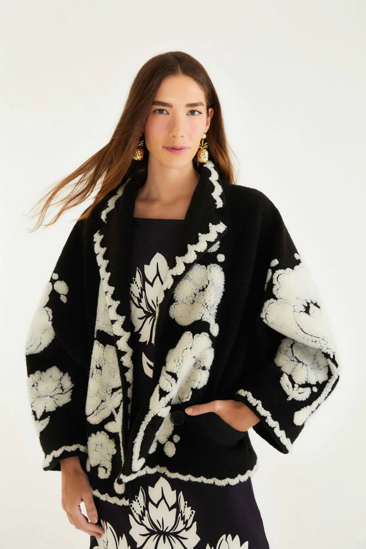 Floral Arabesque Fleece Coat by FARM Rio