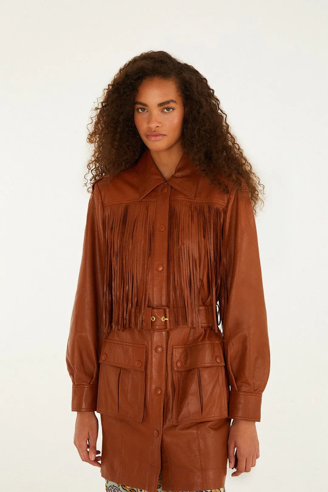 Fringes Leather Coat by FARM Rio