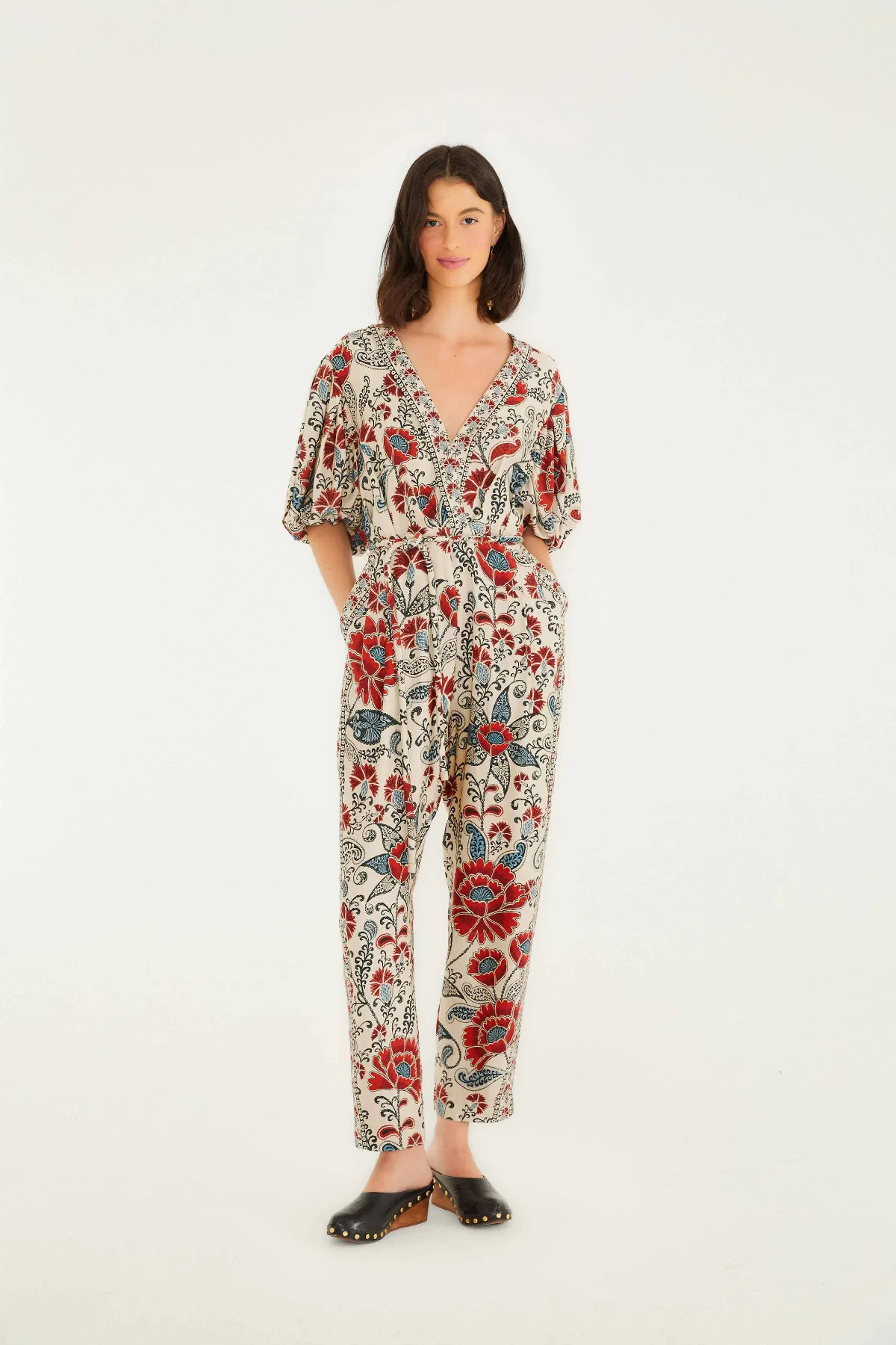 Francesca V Neckline Short Sleeve Jumpsuit