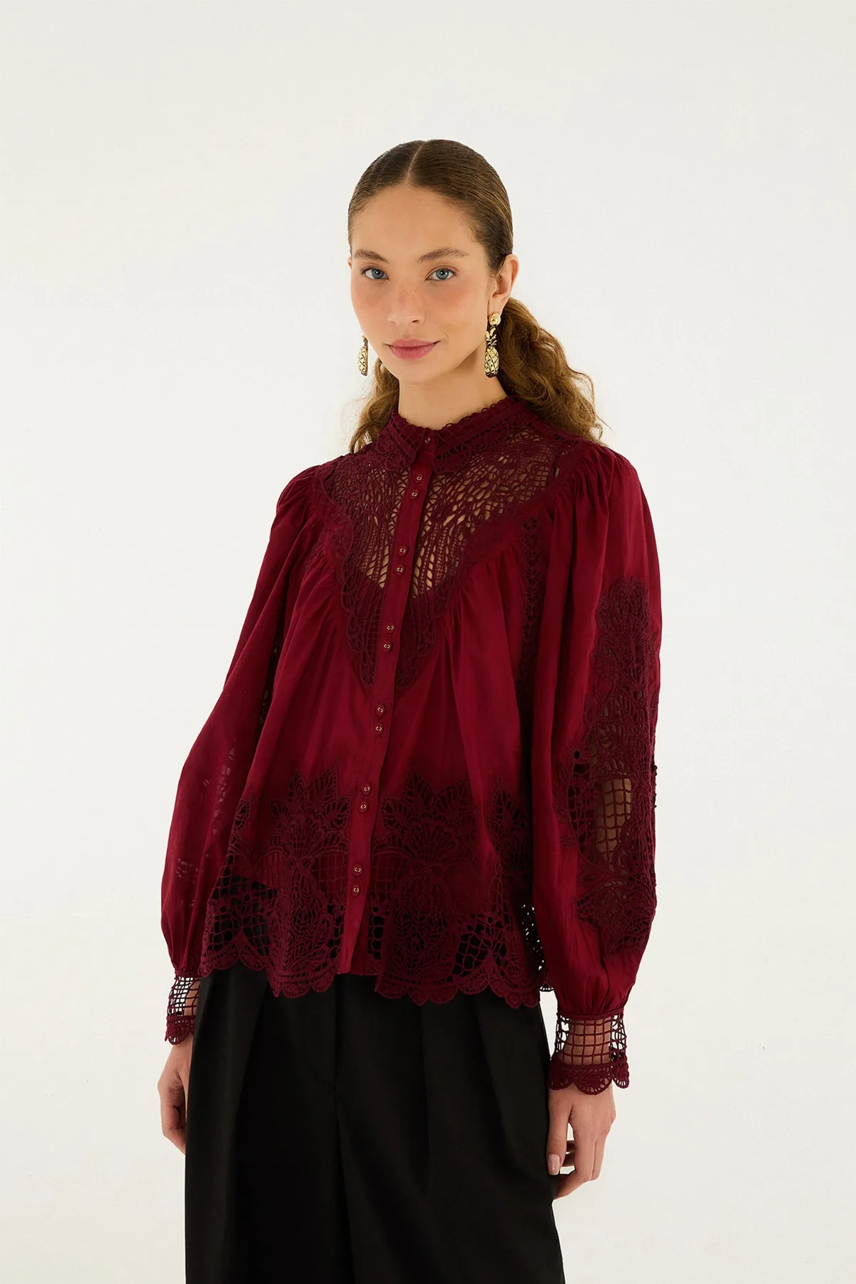 Berry Garden Guipure Blouse