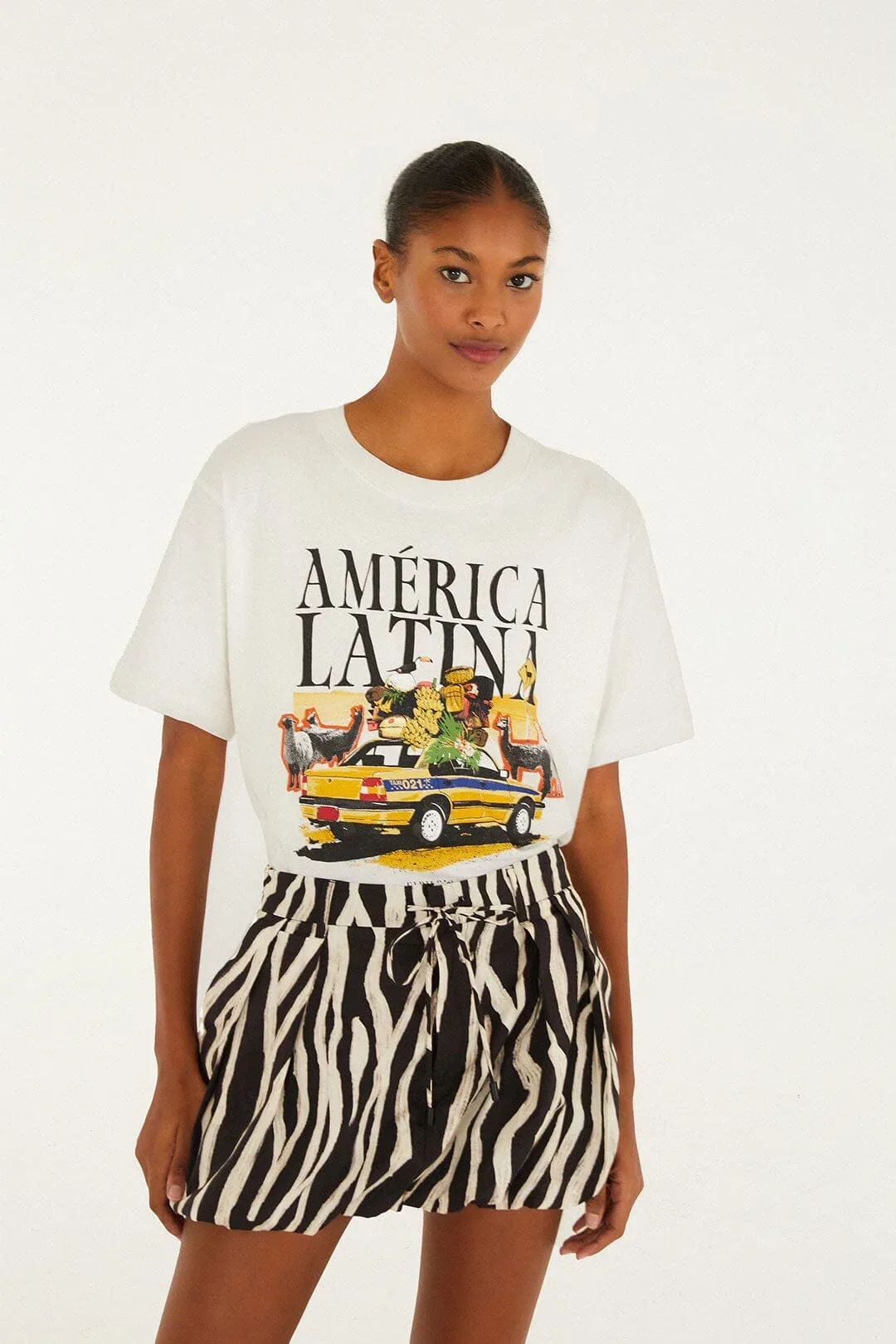 Tropical Zebra Mini Skirt by FARM Rio