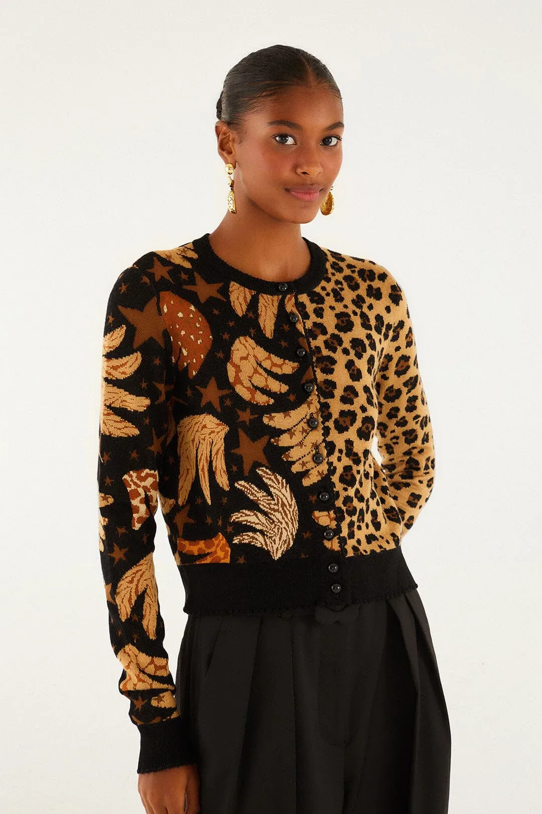 Banana Leopard Buttoned Cardigan