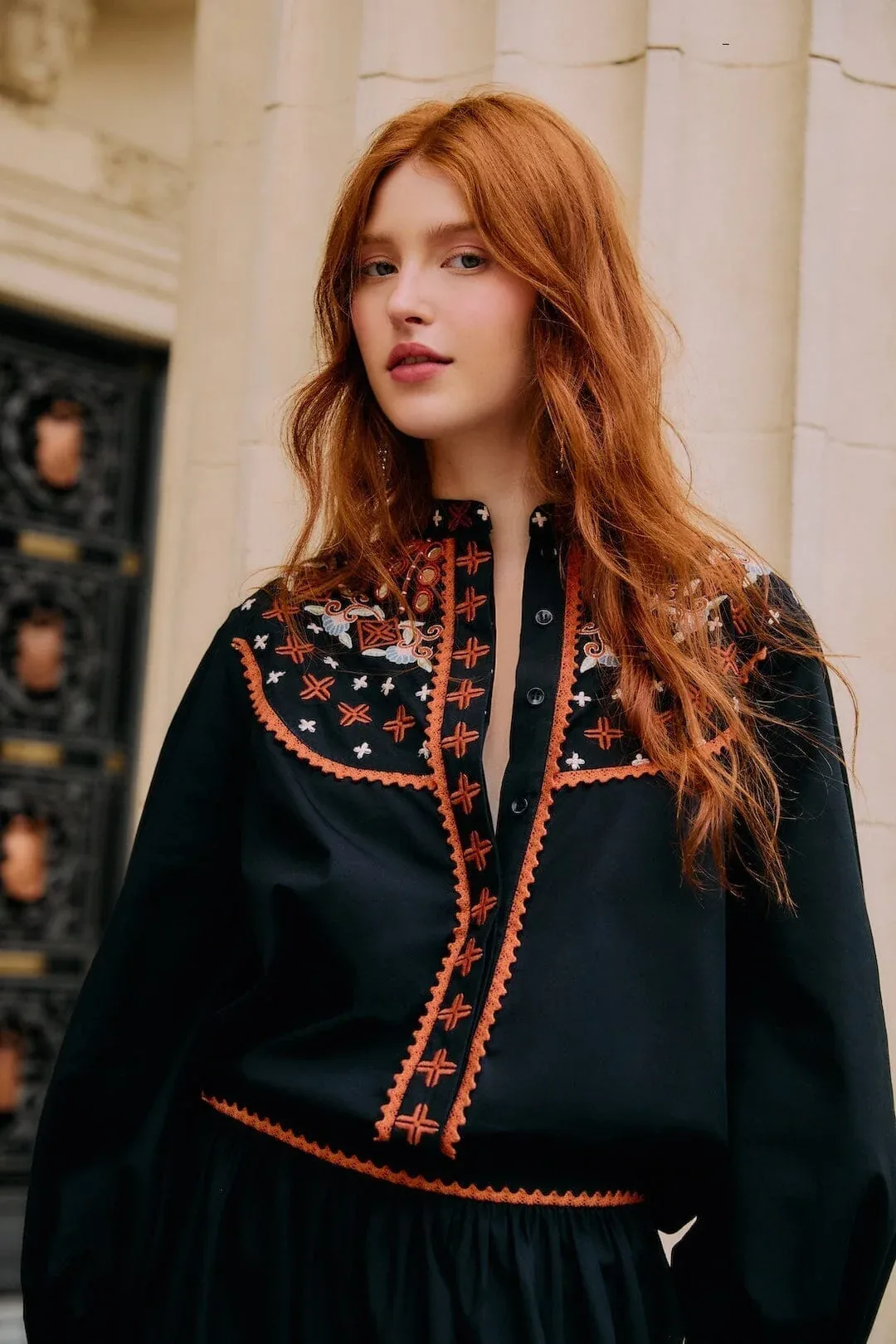 Embroidered Buttoned Long Sleeve Shirt by FARM Rio