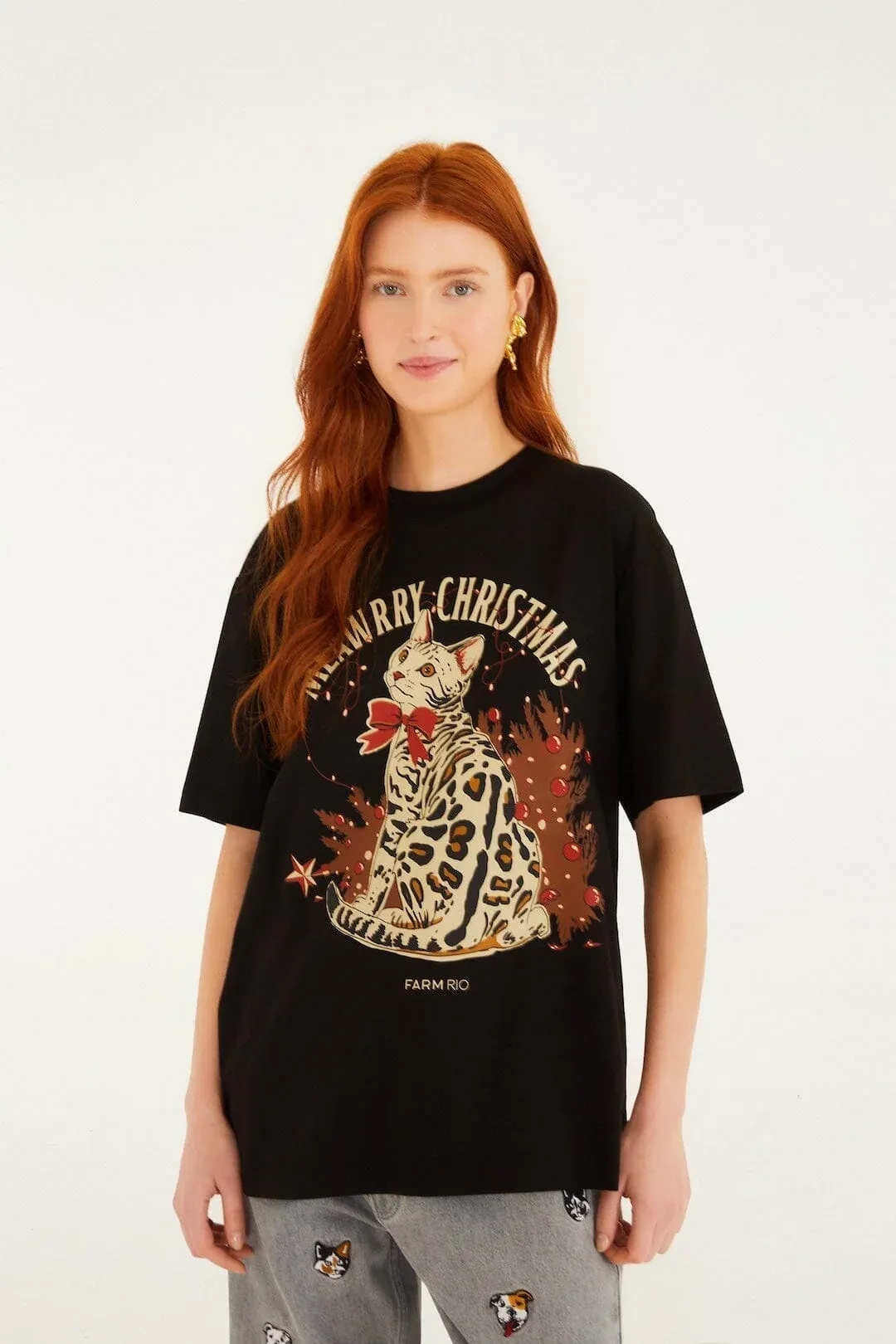 Meawrry Christmas Cotton T-Shirt by FARM Rio