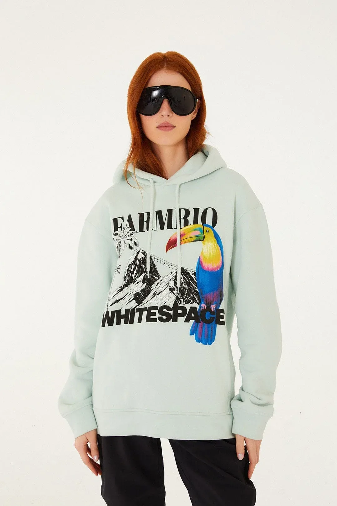 Snow Macaw Hooded Sweatshirt by FARM Rio