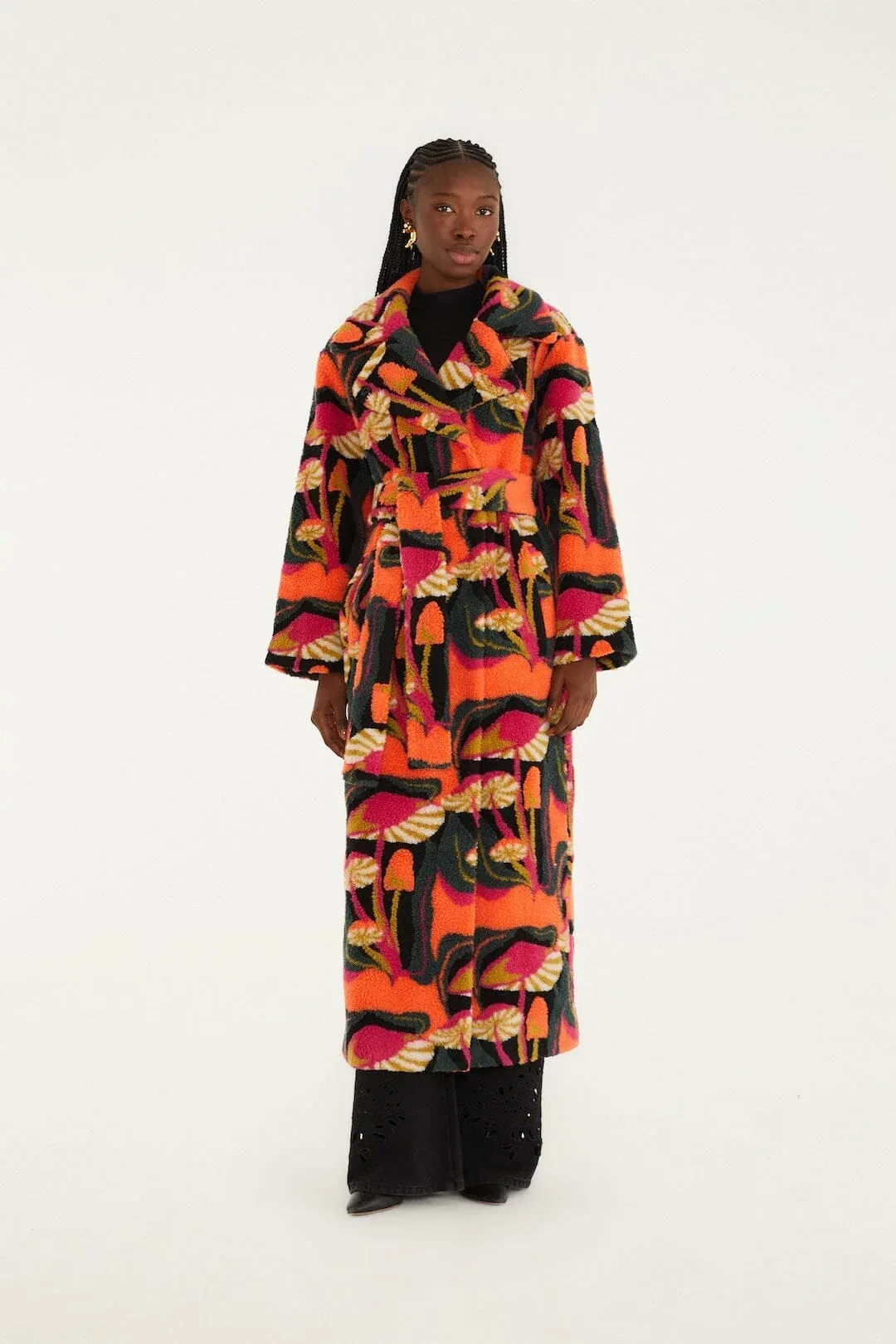 Wild Mushrooms Maxi Fleece Coat by FARM Rio