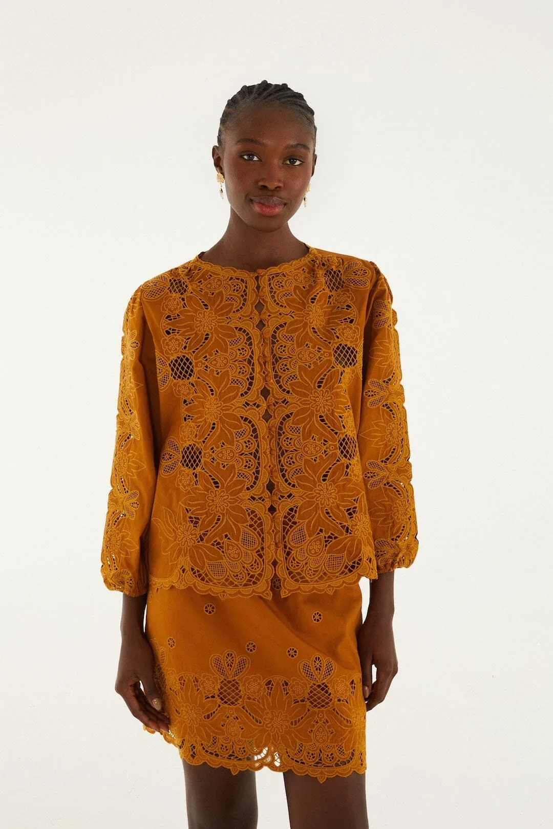Camel Richelieu Mini Skirt by FARM Rio
