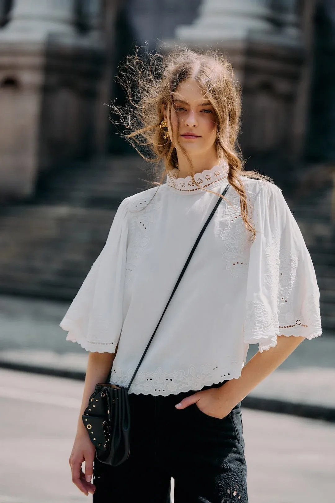 Palm Tree Embroidered Blouse by FARM Rio