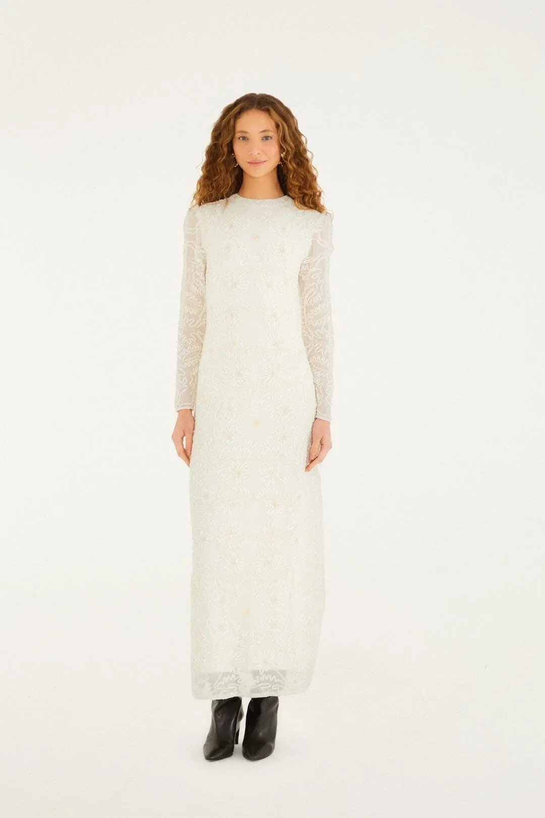 Embroidered Crew Neck Long Sleeve Maxi Dress by FARM Rio