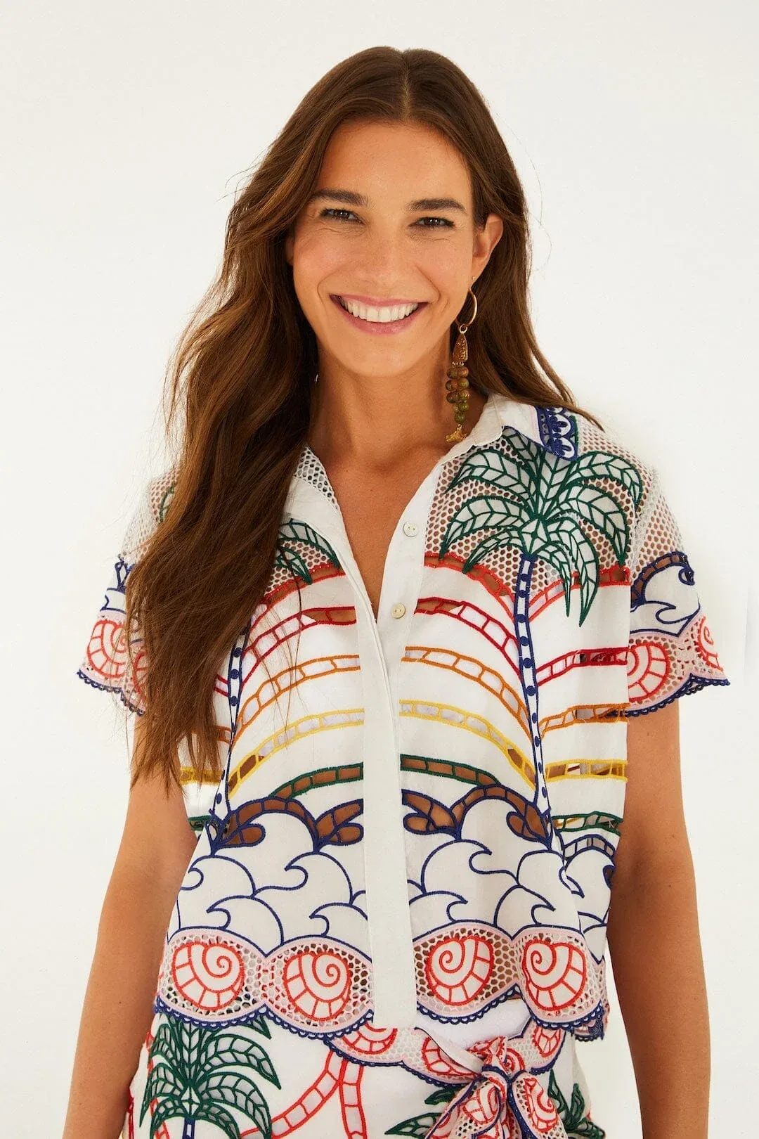 Tropical Graphic Richelieu Crop Shirt by FARM Rio