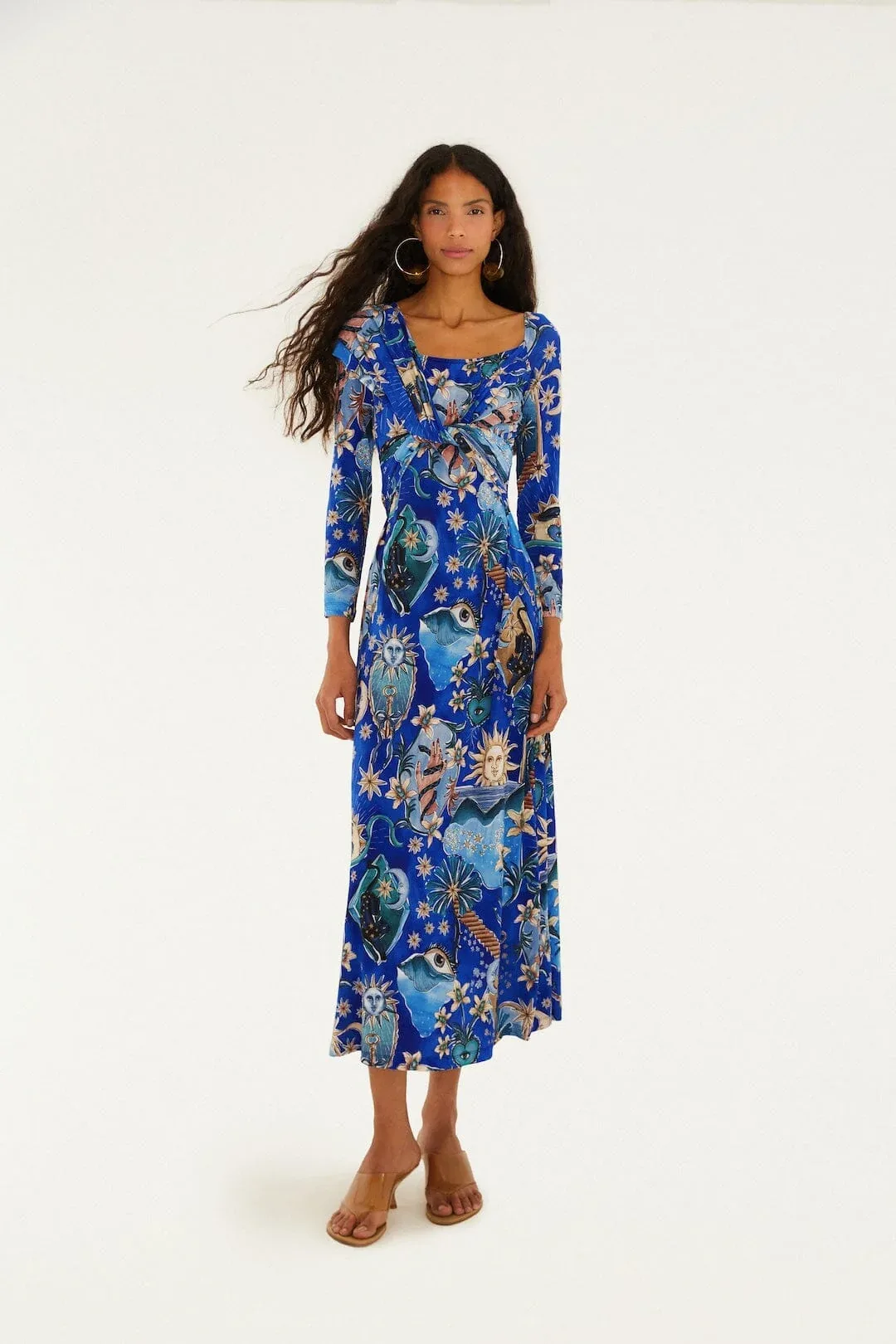Mystical Draped Long Sleeve Maxi Dress by FARM Rio