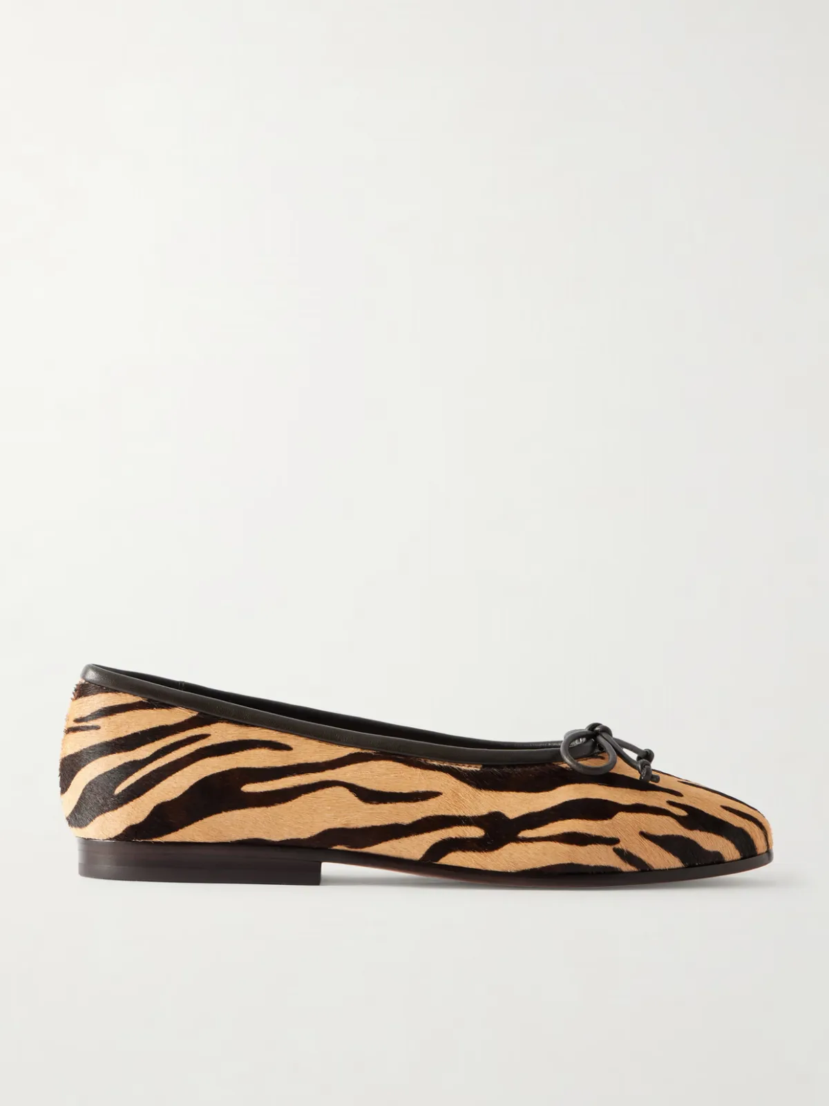 - Noelle Bow-detailed Leather-trimmed Zebra-print Calf Hair Ballet Flats -