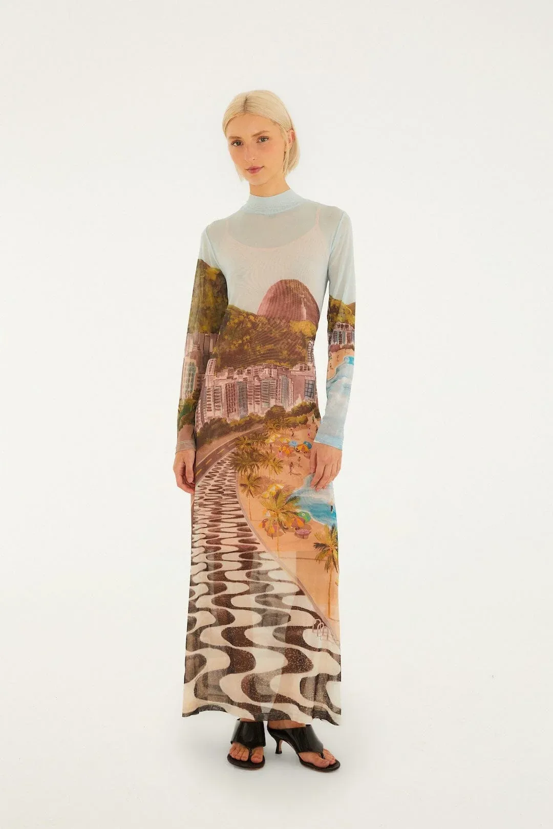 Copacabana Beach Long Sleeve Maxi Dress by FARM Rio