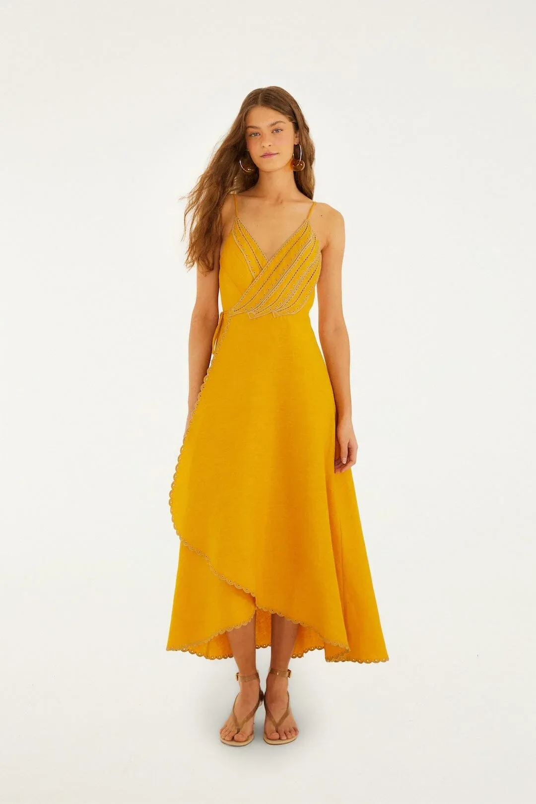Bananas Euroflax Premium Linen Maxi Wrap Dress by FARM Rio