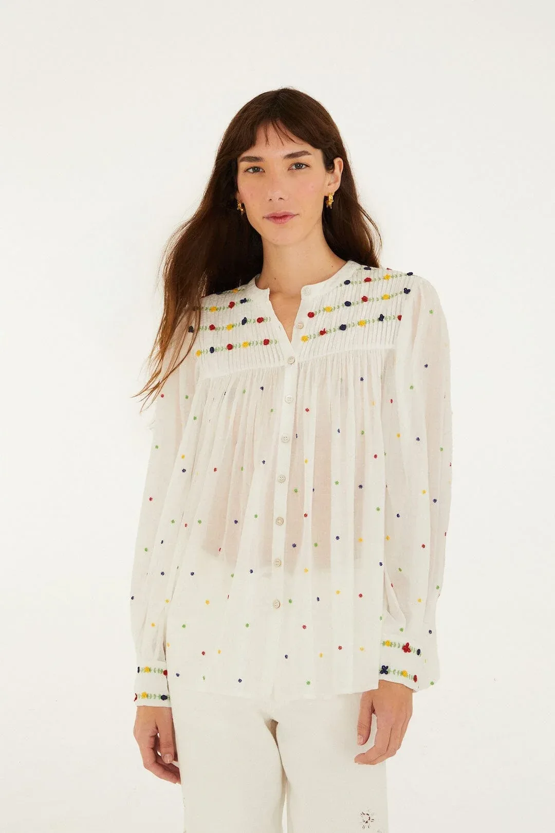 Embroidered Beads Long Sleeve Blouse by FARM Rio