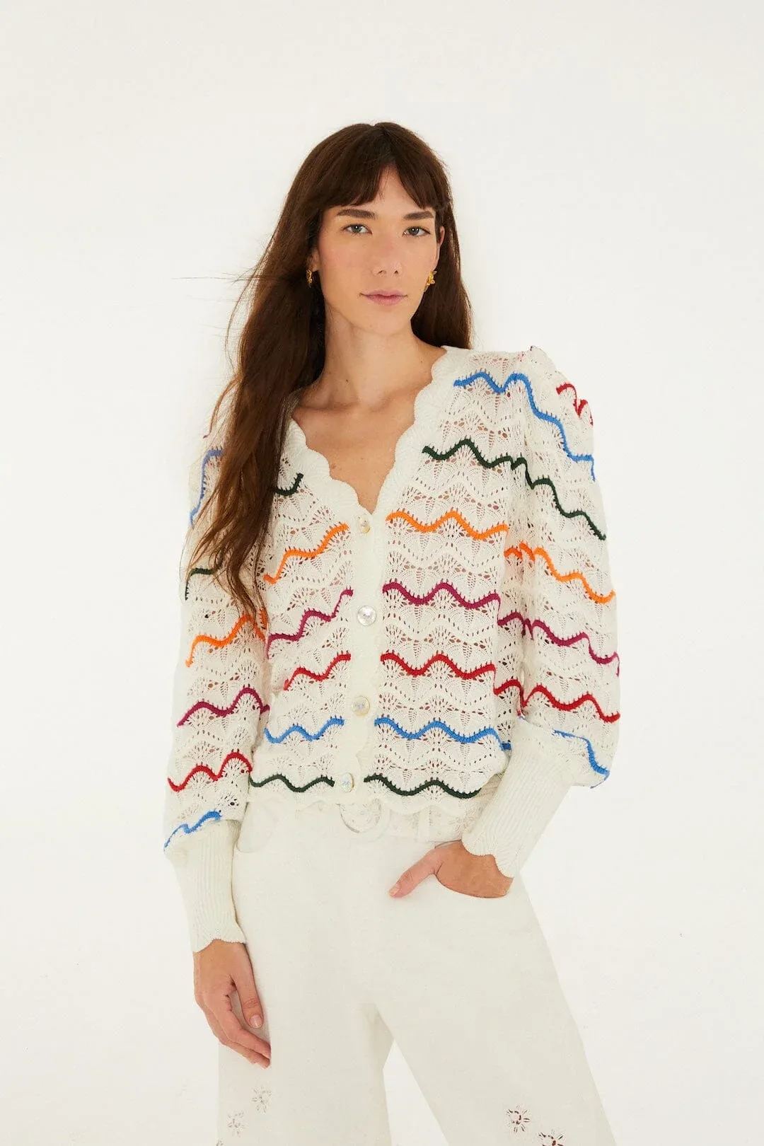 Colorful Stripes Knit Cardigan by FARM Rio