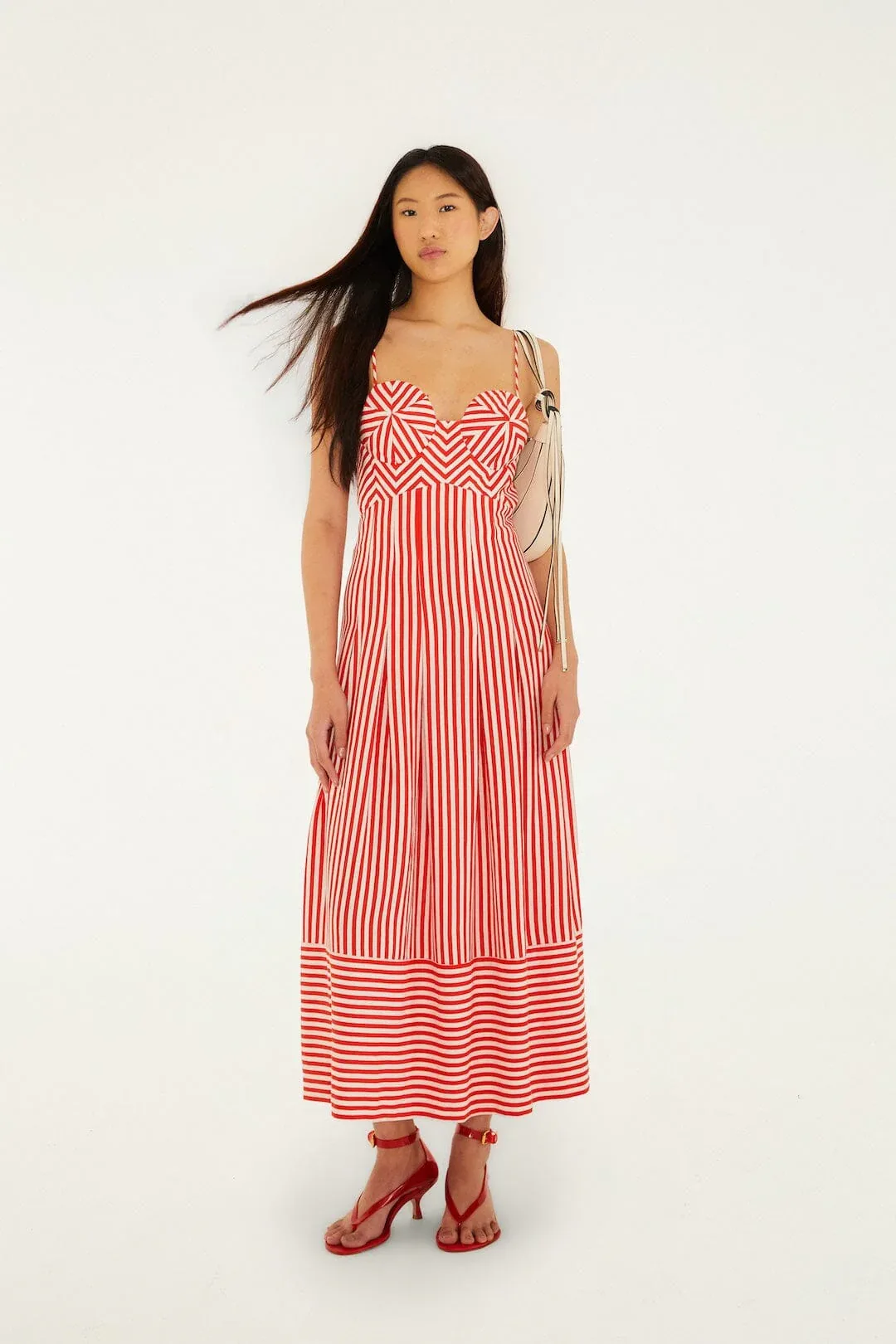 Checkered Stripes Sleeveless Maxi Dress