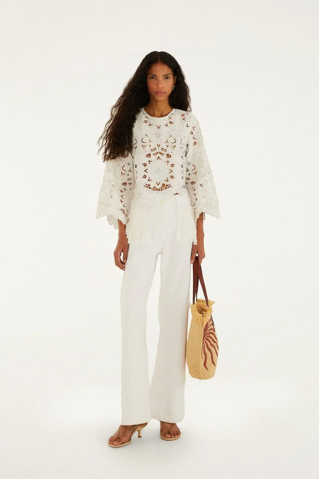 Twill Fringe Pocket Pants by FARM Rio