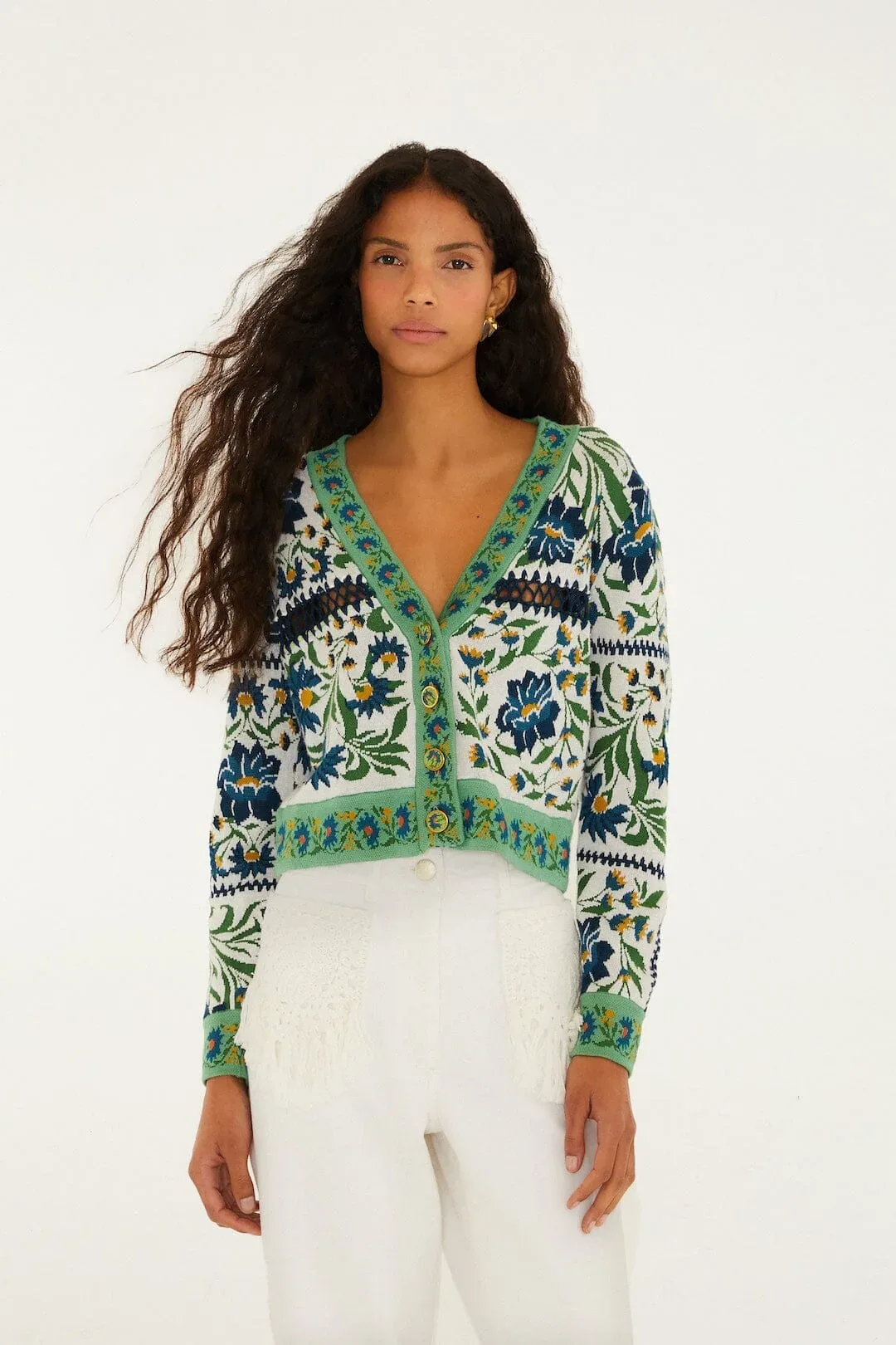Manoela Buttoned Knit Cardigan by FARM Rio