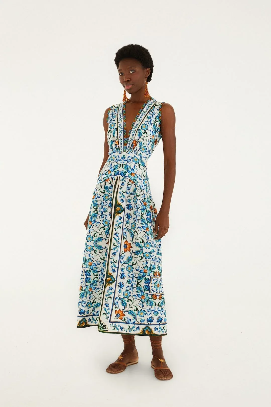 Flora Tile Scallop Maxi Dress