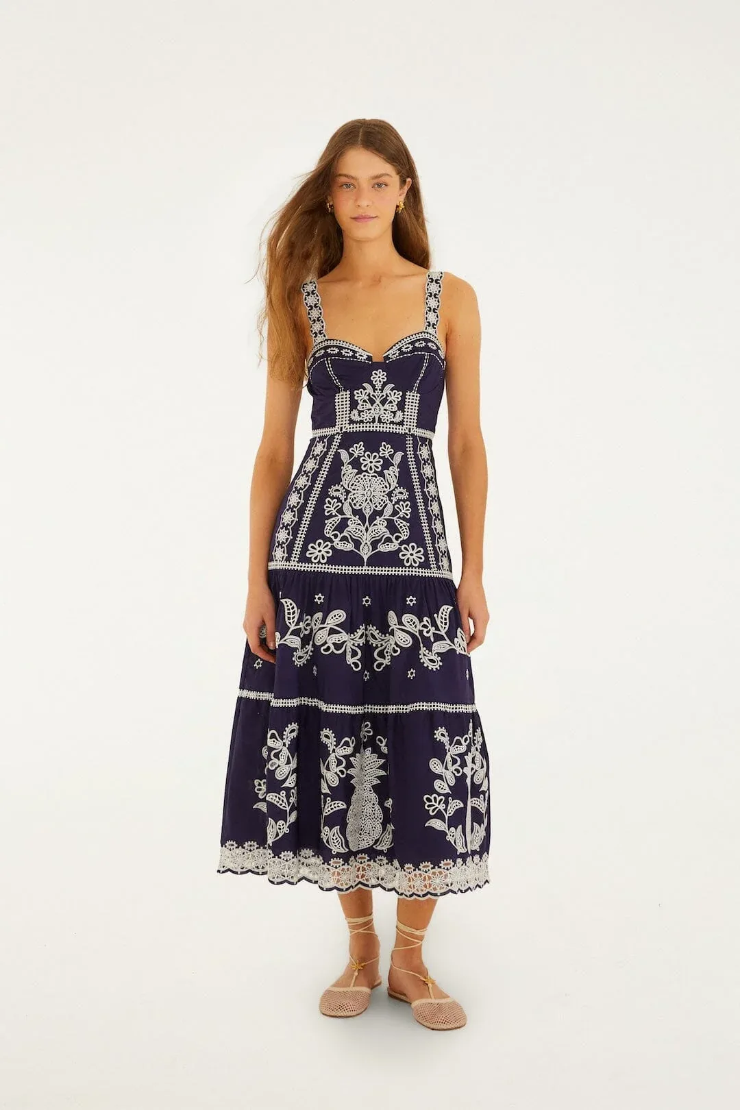 Embroidered Richelieu Midi Dress