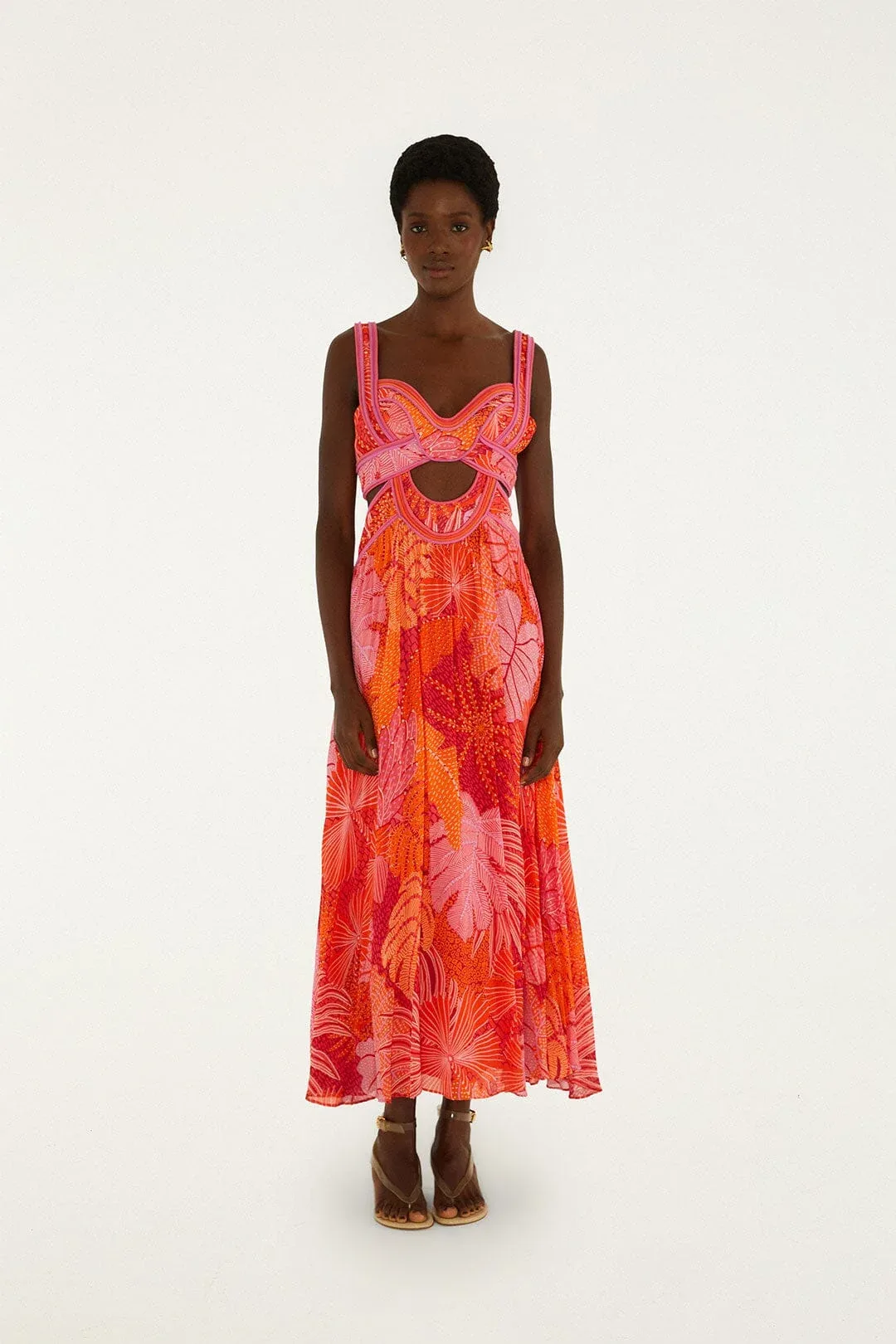 Delicate Forest Cut-Out Maxi Dress
