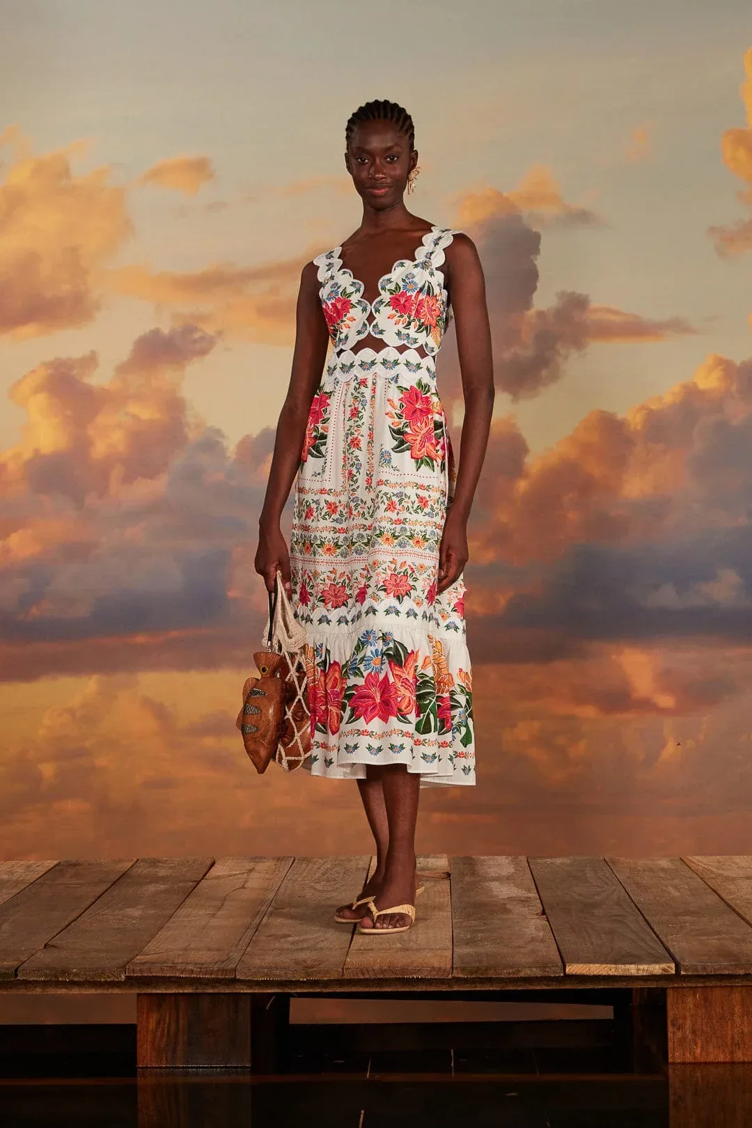 Off-White Bloom Garden Maxi Dress by FARM Rio