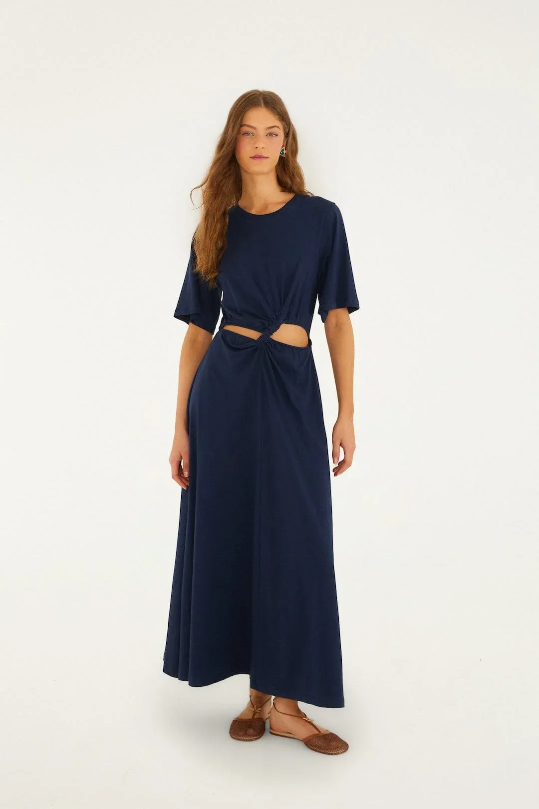 Cut-Out Short Sleeve Maxi Dress